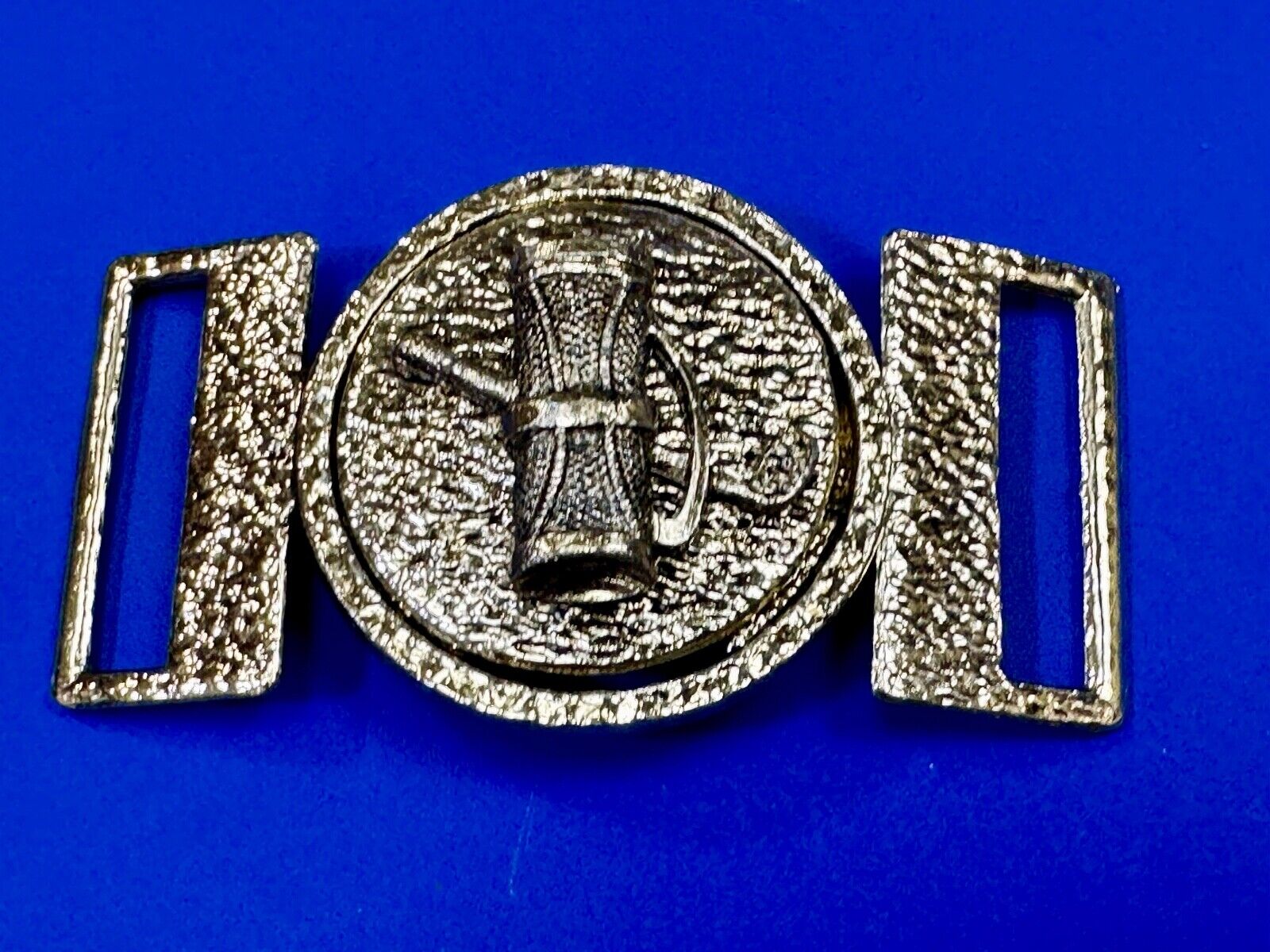 two piece interconnecting gold color belt buckle