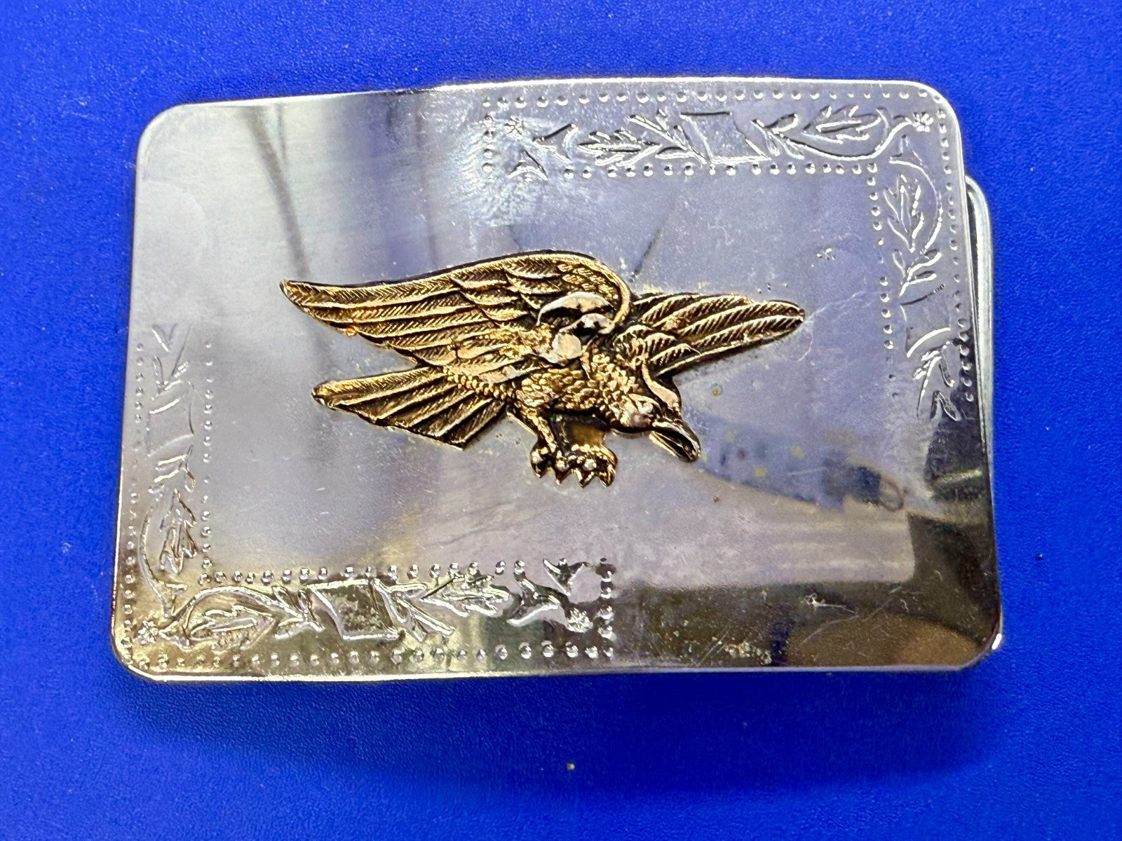 American Eagle Flying Diving Hunting on Reflective Two Tone Western Belt Buckle