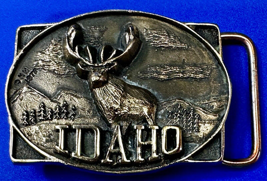 The State of Idaho Deer Buck Hunting Vtg.  1978 Small First Security Belt Buckle