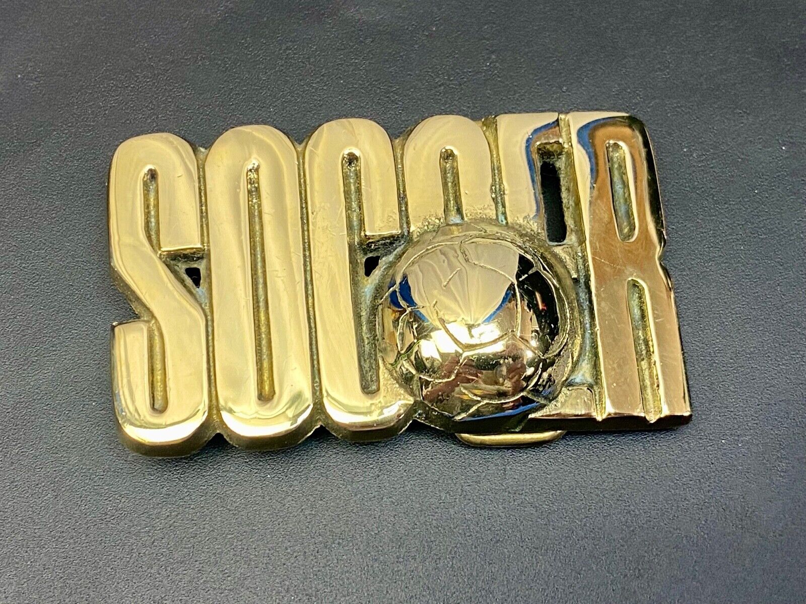 45 Year Old! Soccer Ball Belt Buckle By Baron Brass Works Ultimate Fan Gift! 