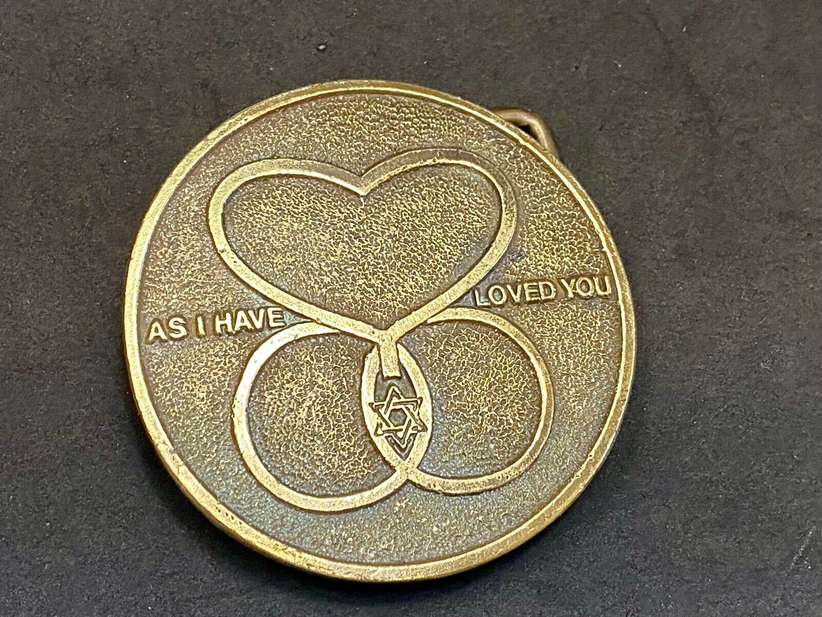 Vintage As I Have Loved You Heart Star Of David Belt Buckle