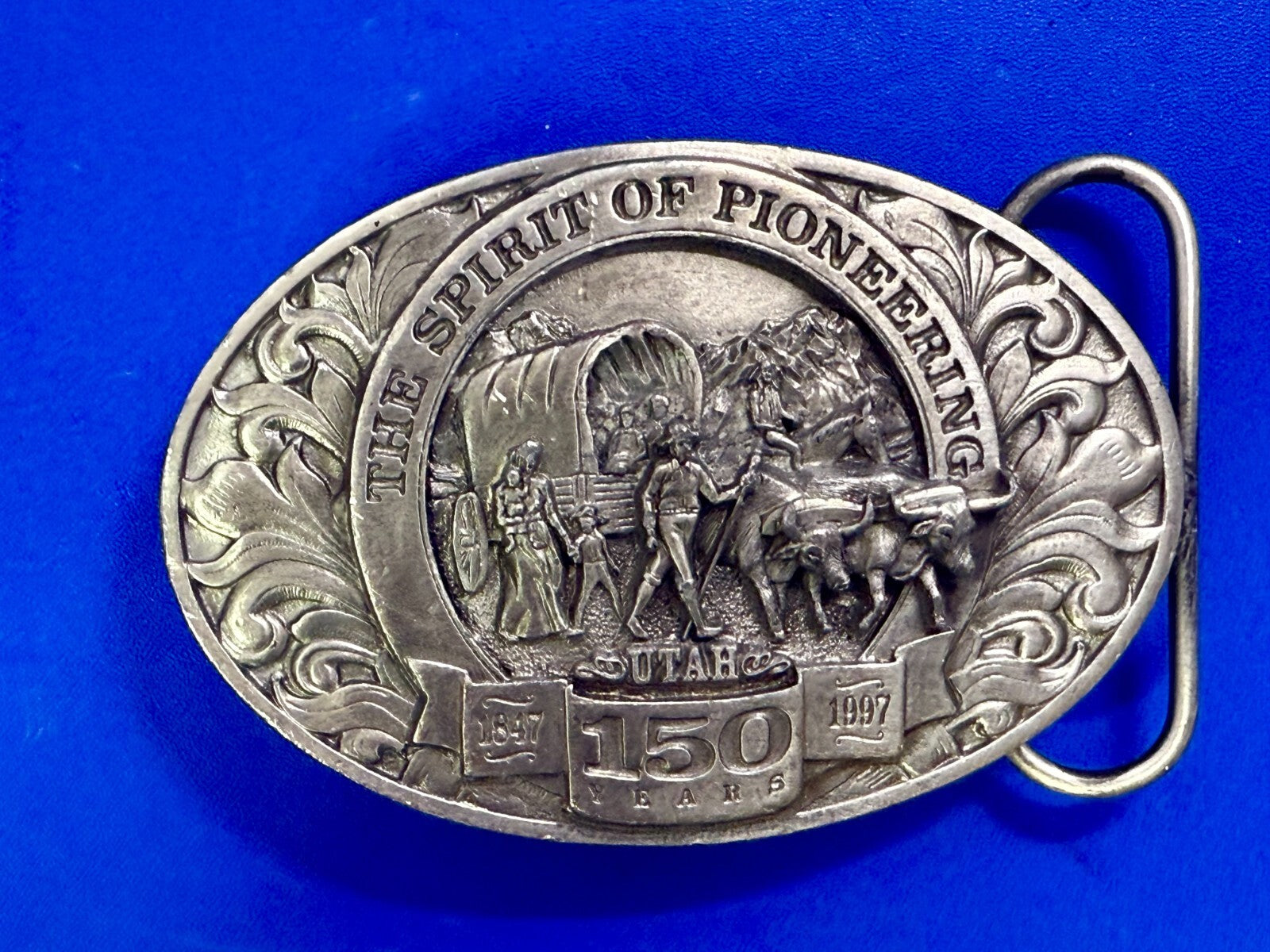 Utah State The Spirit of Pioneering 150 years Vintage Ring Masters Belt Buckle