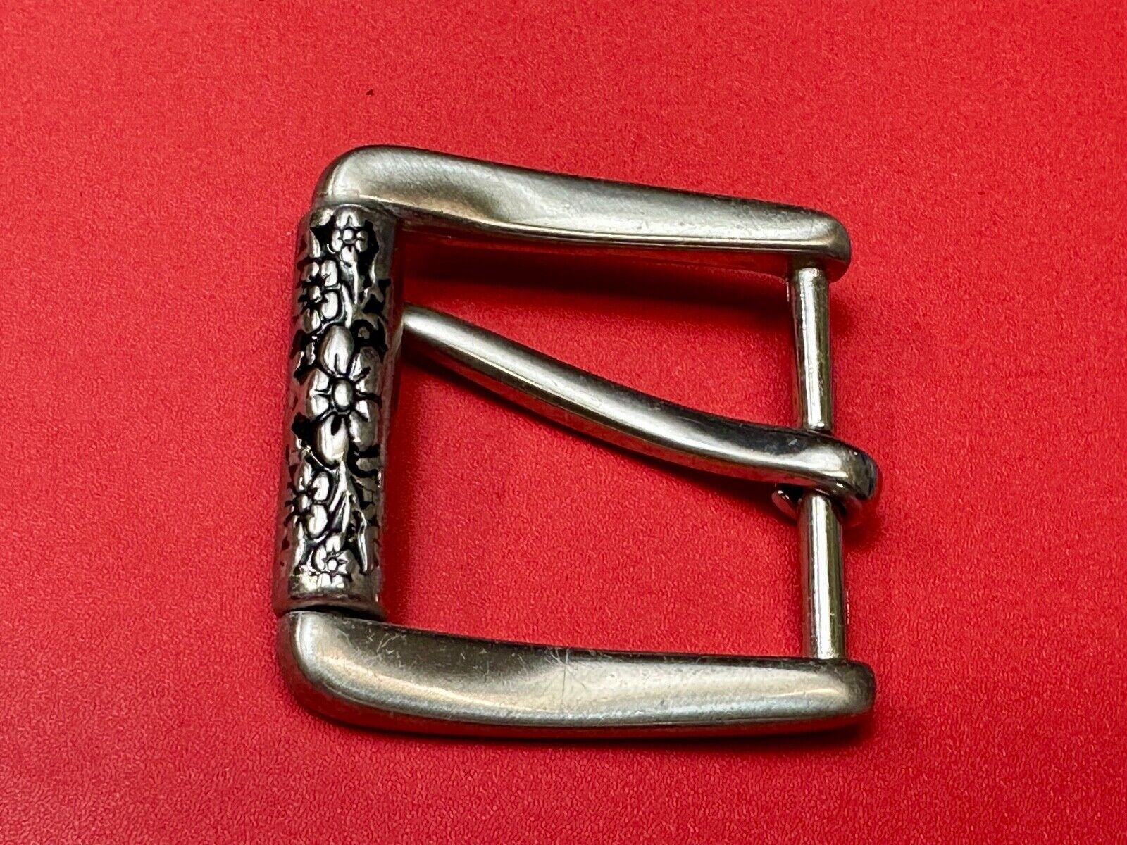unique rolling end flower theme silver tone replacement belt buckle