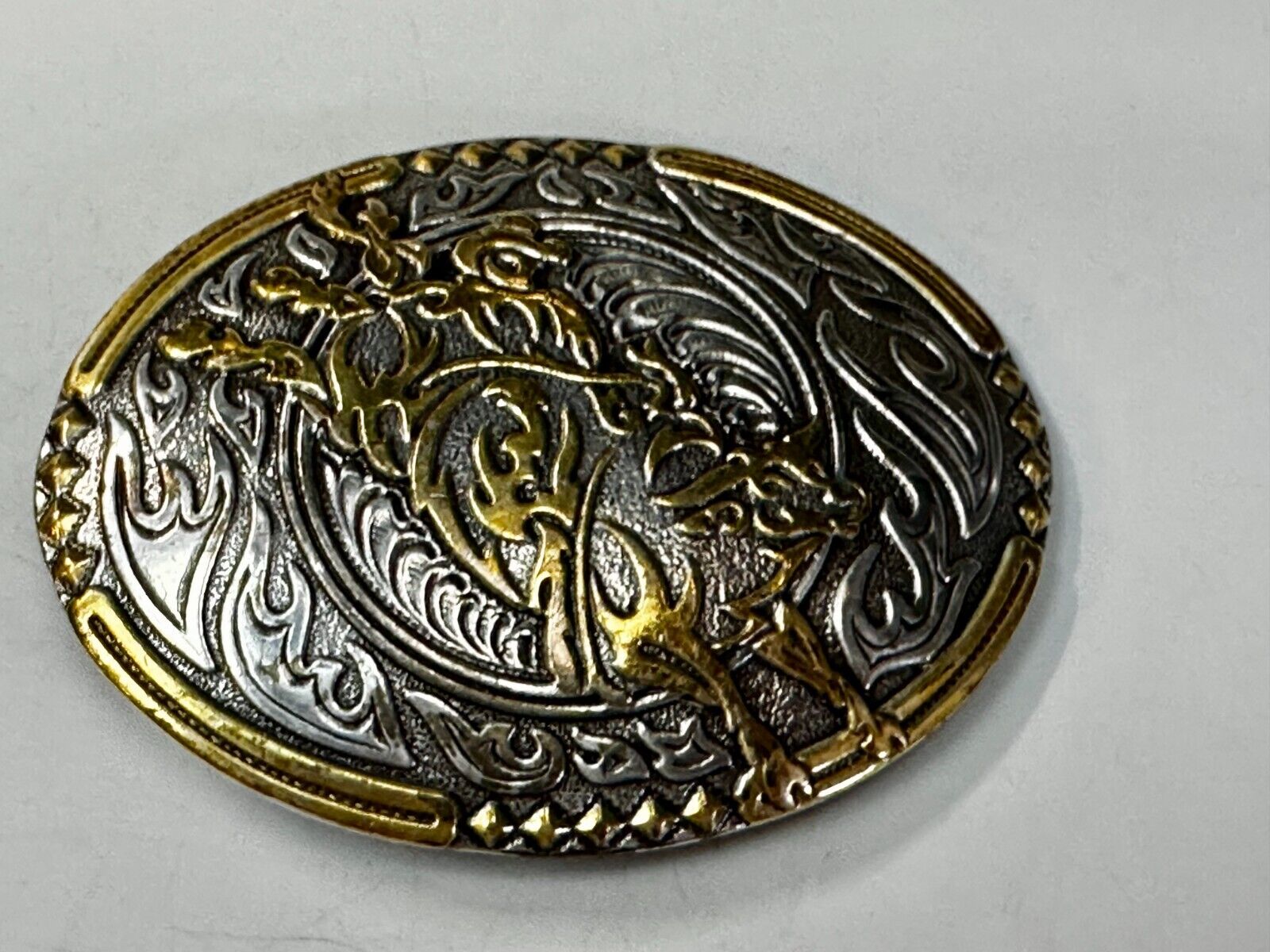 Abstract Rodeo Bull Cow Steer Ornate Two Tone Western Belt Buckle by Crumrine