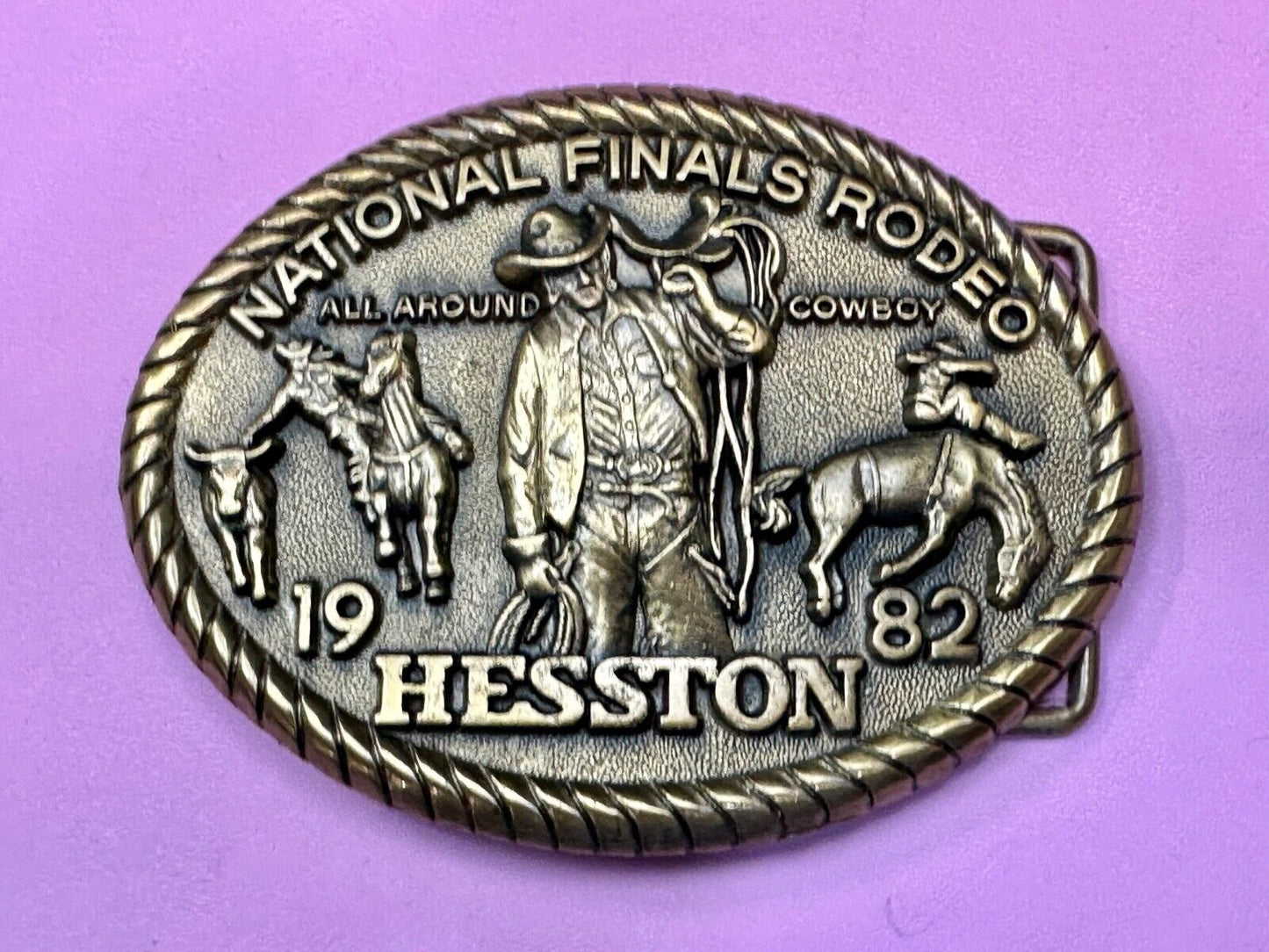 1982 Hesston National Finals Rodeo NFR Collectors Rodeo Cowboy Belt Buckle