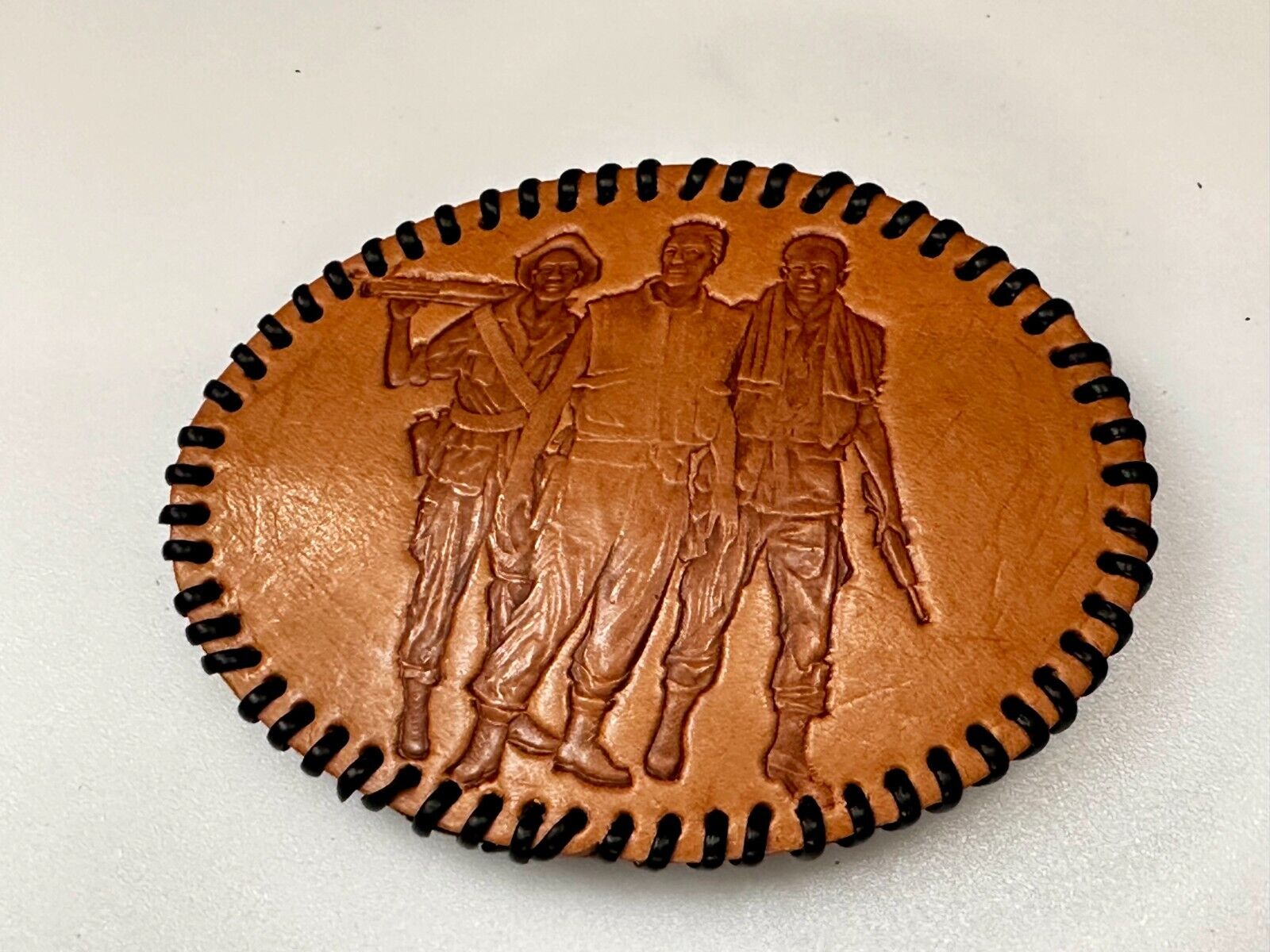 The Three Servicemen Vietnam Veterans War Memorial Oval Leather Belt Buckle