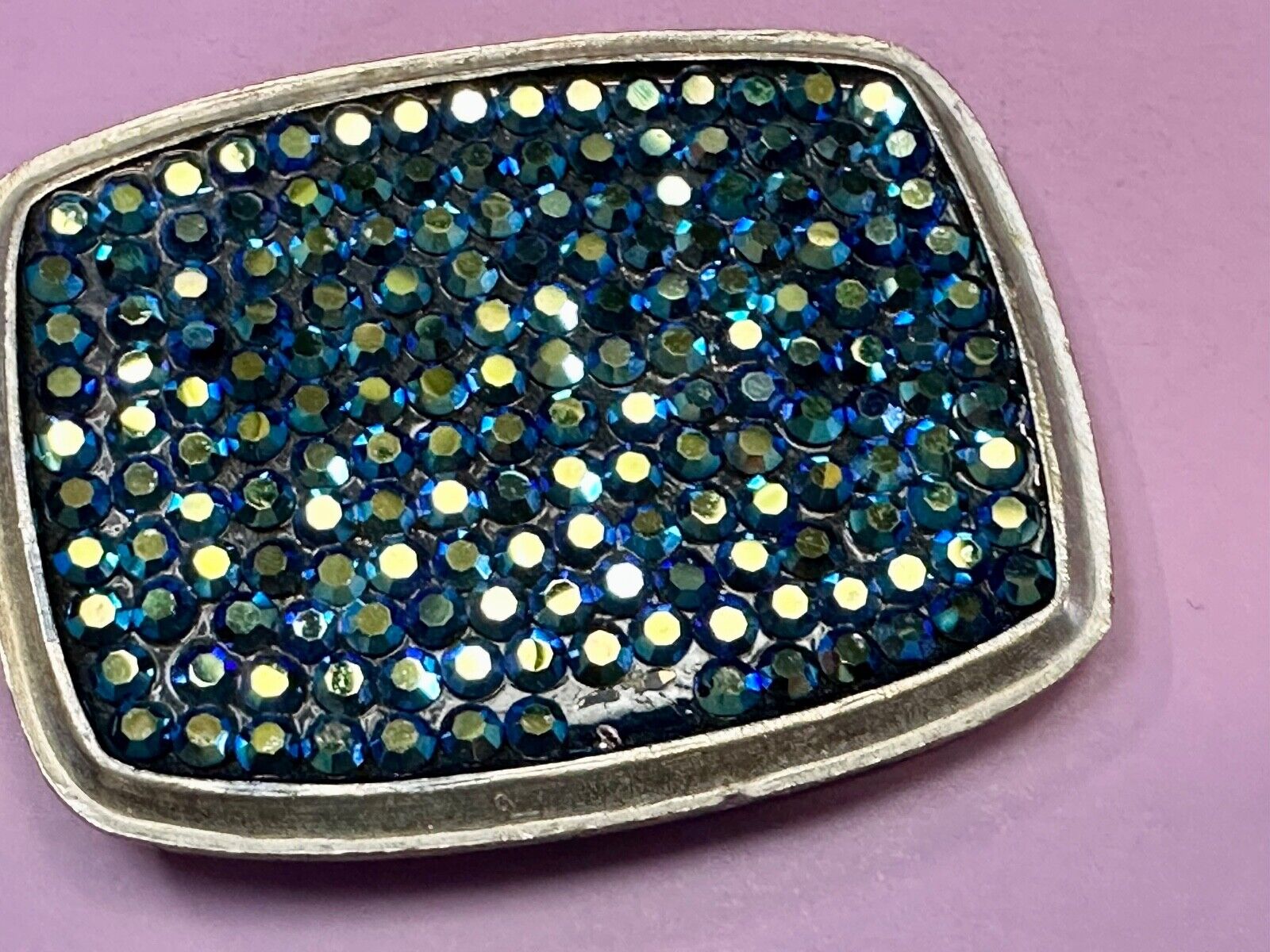 USA made Rhinestone covered retro vibe Belt Buckle
