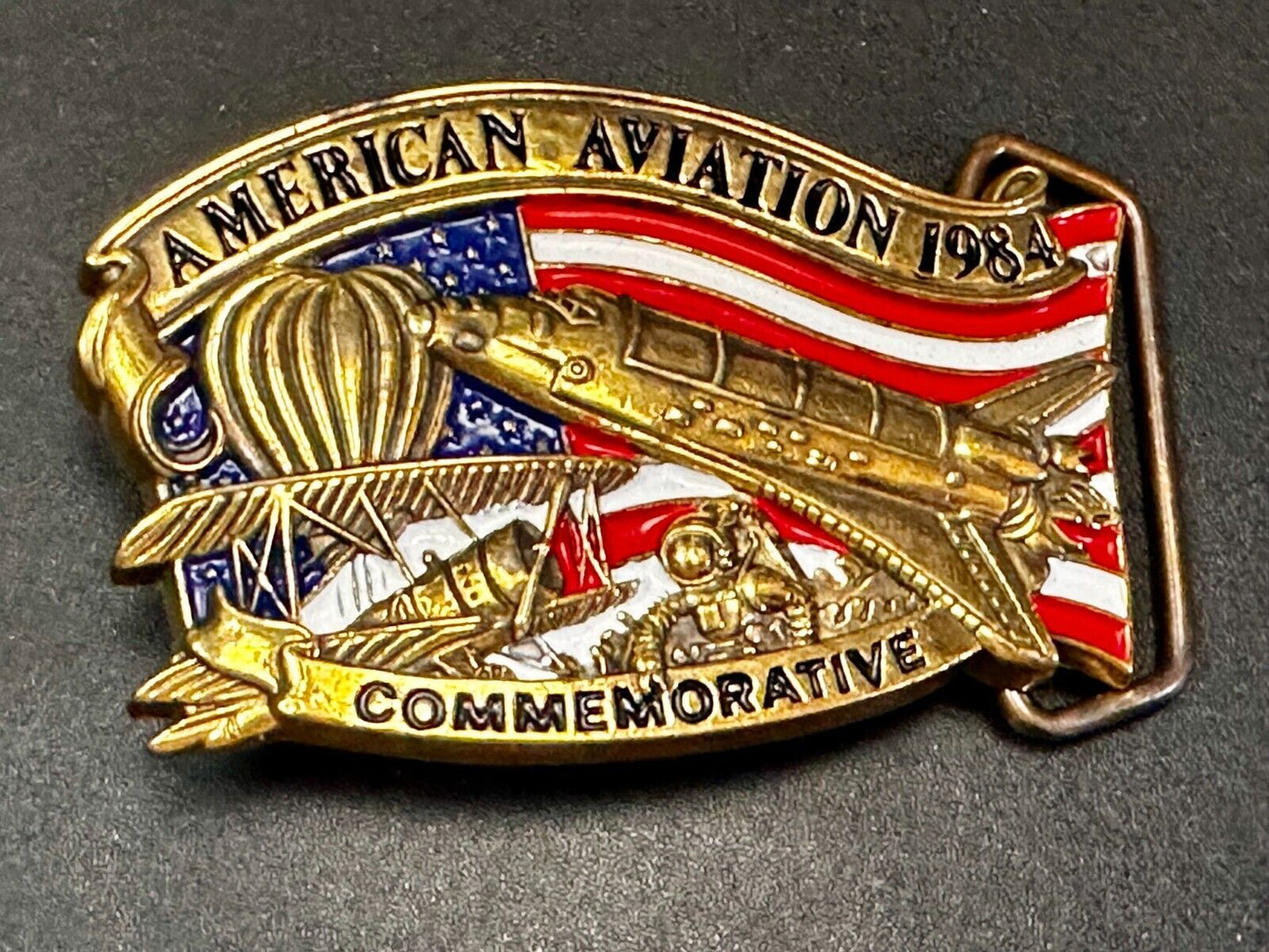 American Aviation Vintage 1984 Solid Brass Commemorative Belt Buckle by Baron