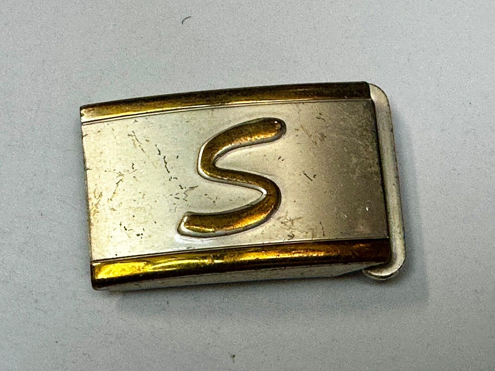 Vintage Letter S Initial Monogram Silver Plate Art Deco Belt Buckle by Tex Tan