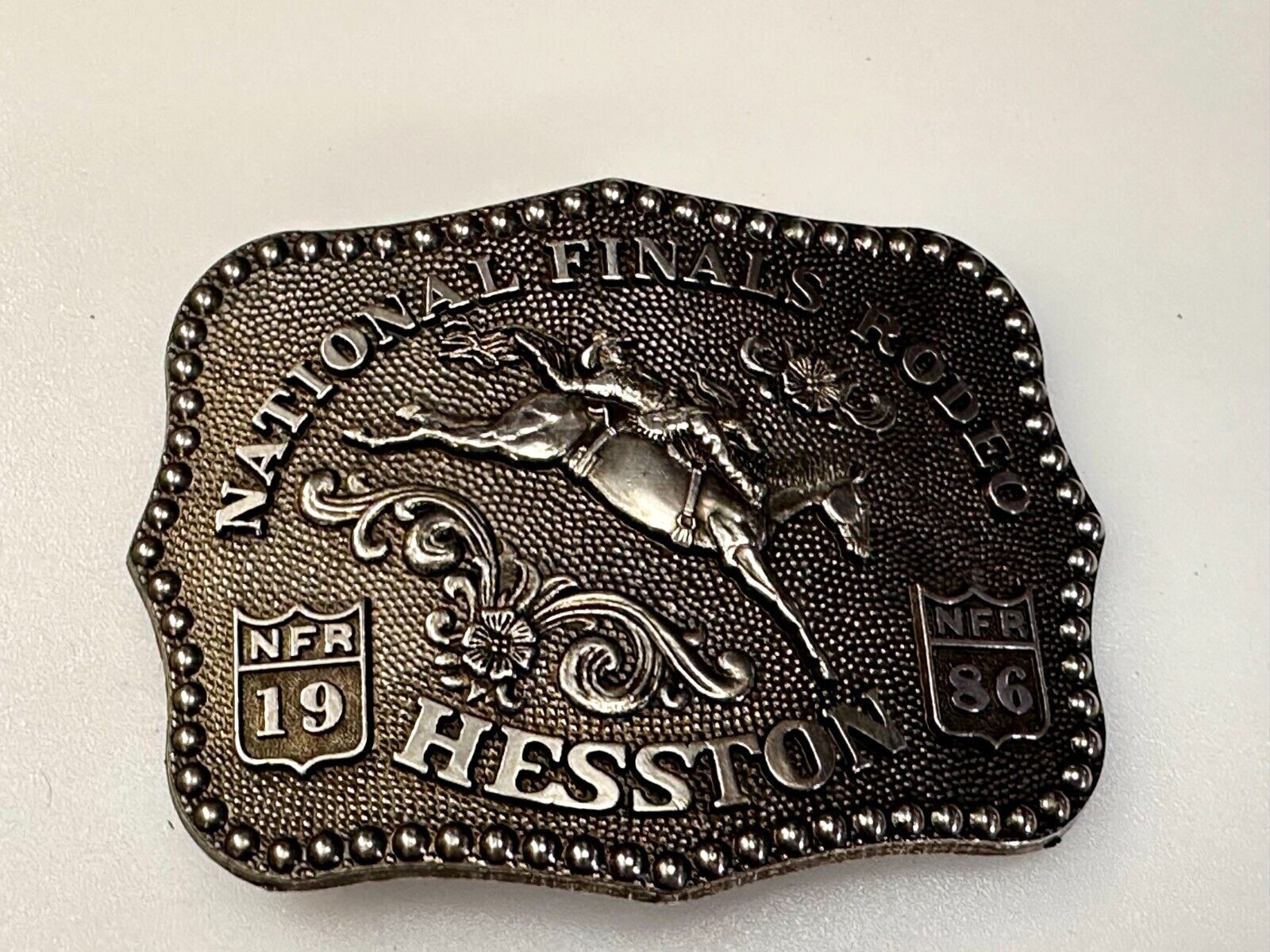 1986 Hesston NFR National Finals Rodeo Cowboys Western Belt Buckle
