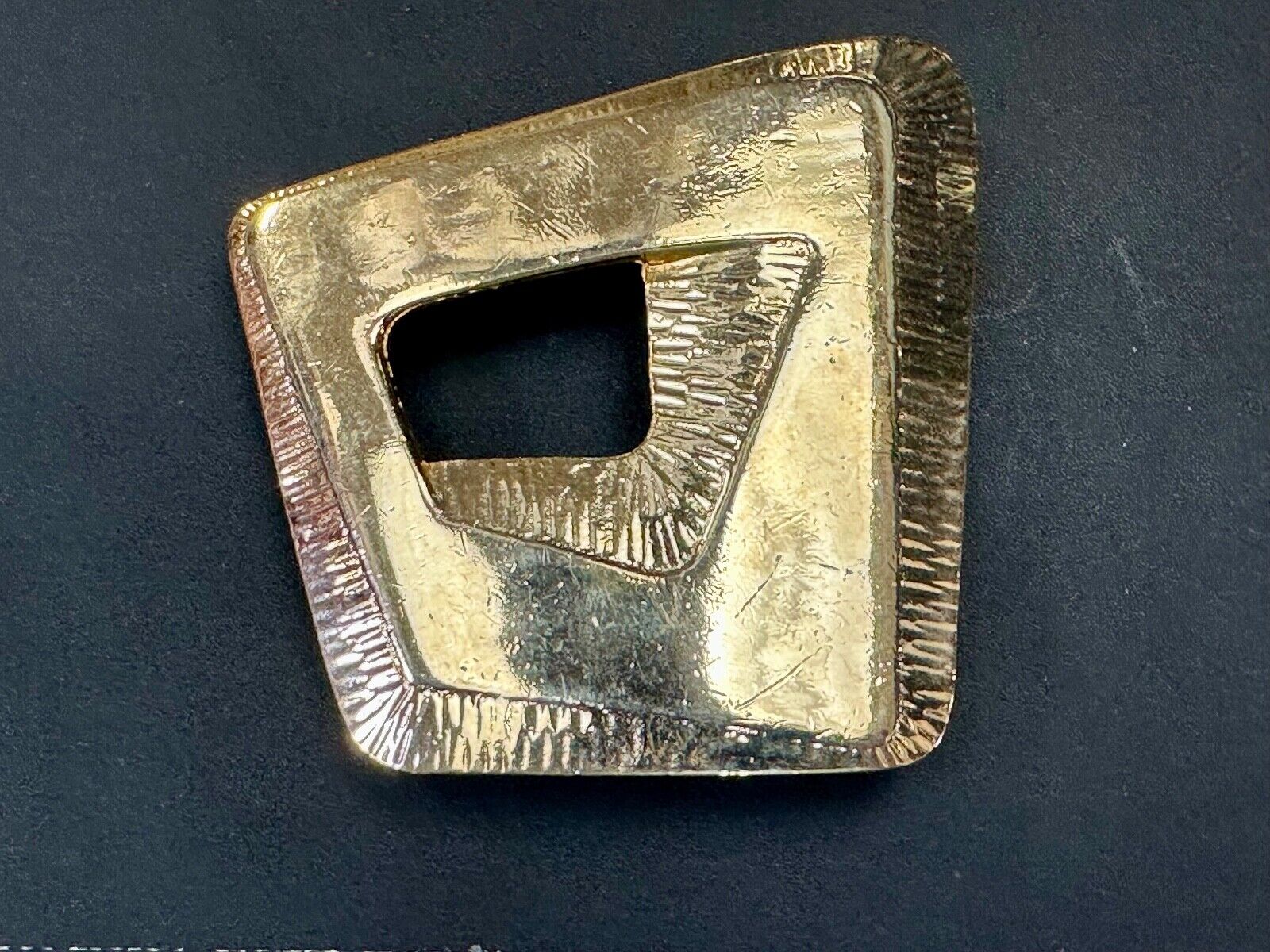 Abstract Open Work Cut Out  Brass Tone Hippy Boho Belt Buckle