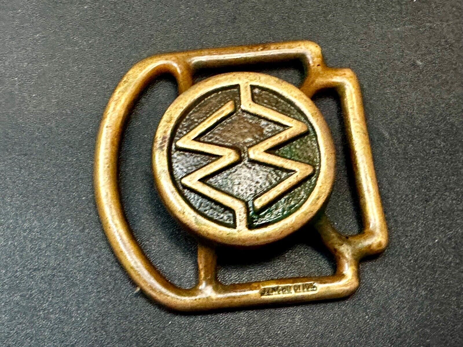 Unique Cutout Saw Waves RARE Hippie Boho Solid Bronze Belt Buckle Scarf Slide