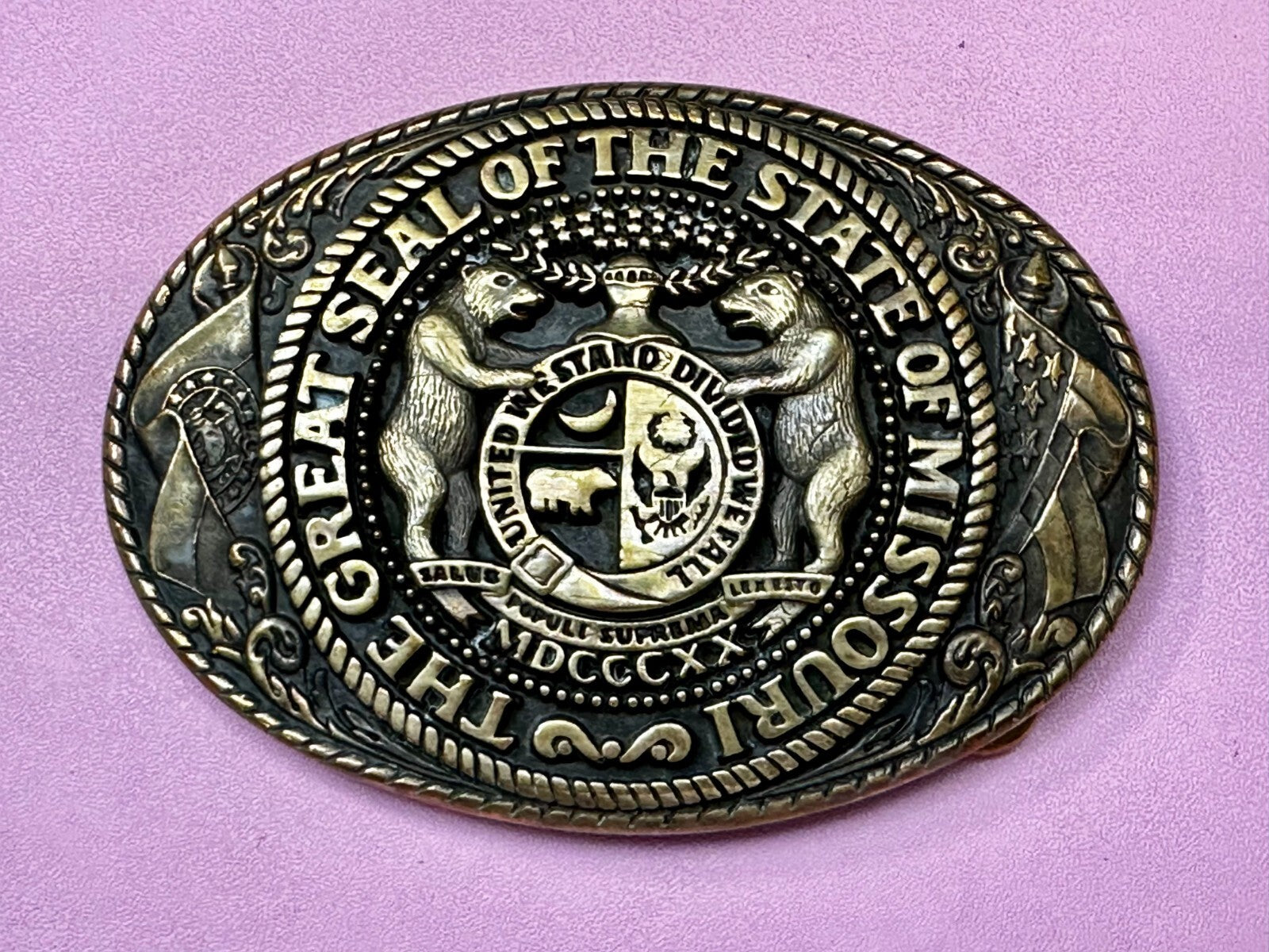 The Great Seal Of The State Of Missouri Statehood Series Tony Lama Belt Buckle