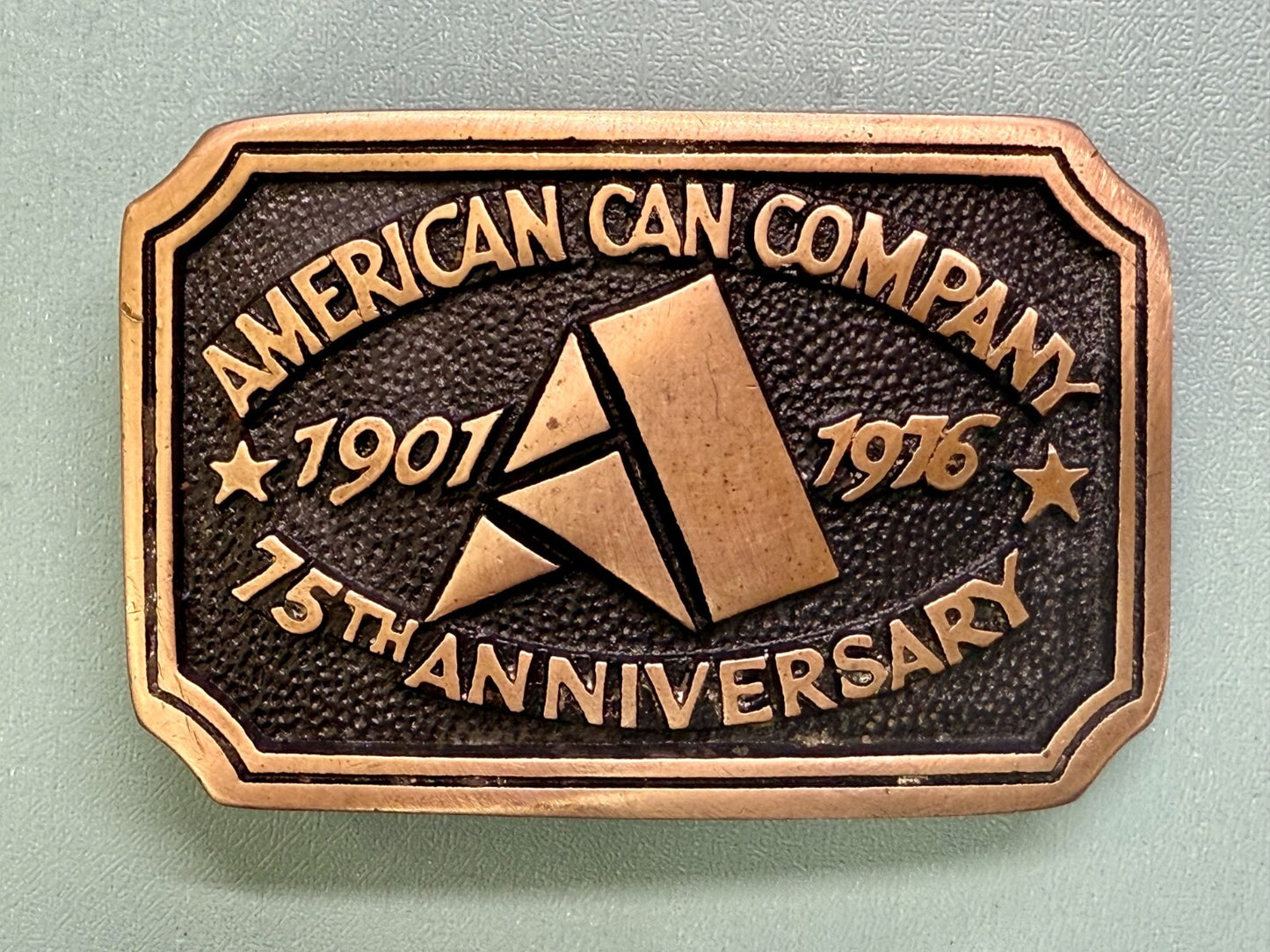 American Can Company 75th Anniversary 1901-1976 Solid Brass Heritage Belt Buckle