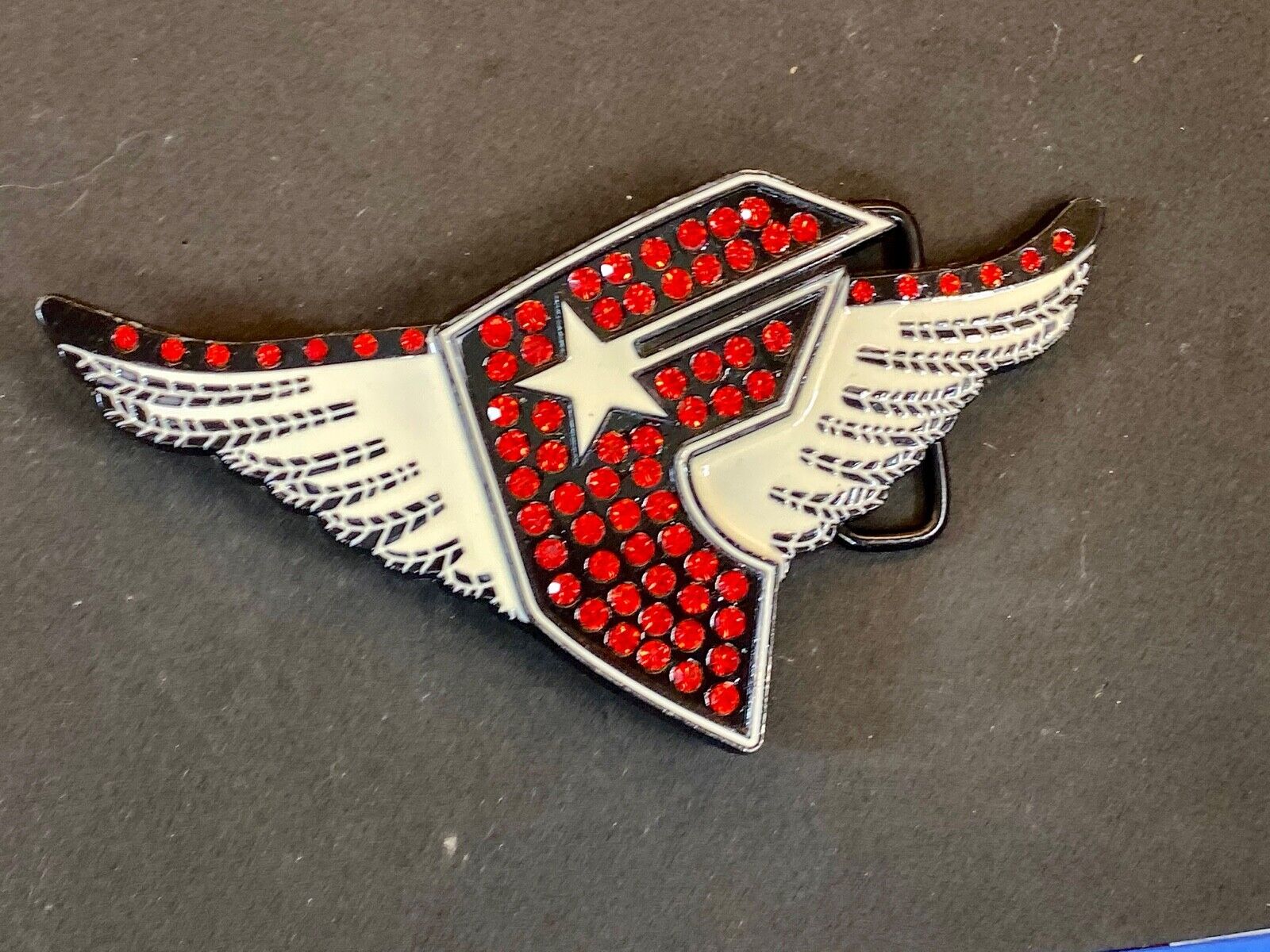 Beautiful Rhinestone? Letter  F Shape Logo With Wings 