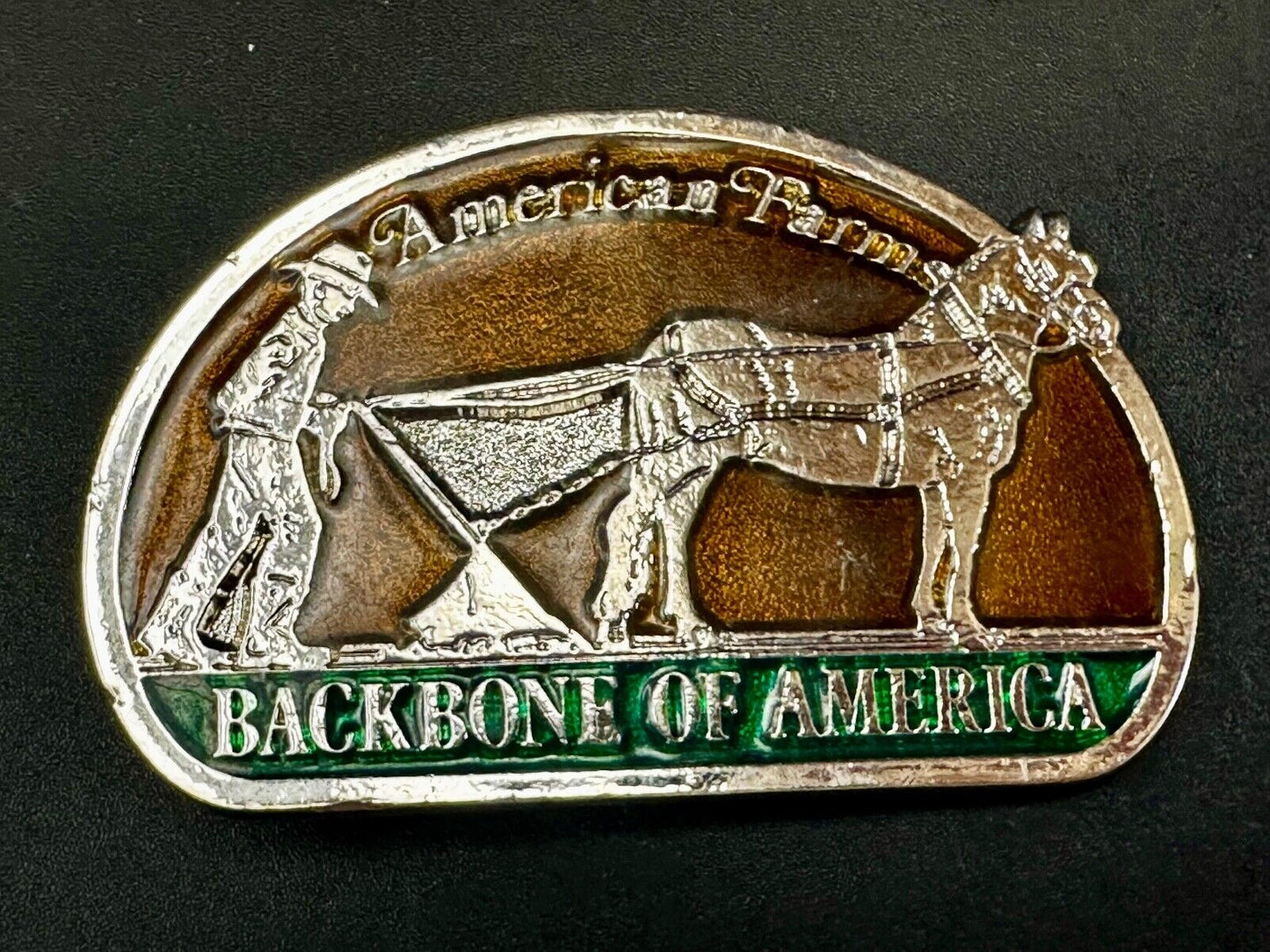American Farms - The Backbone Of America Farmer Horse Vintage Belt Buckle