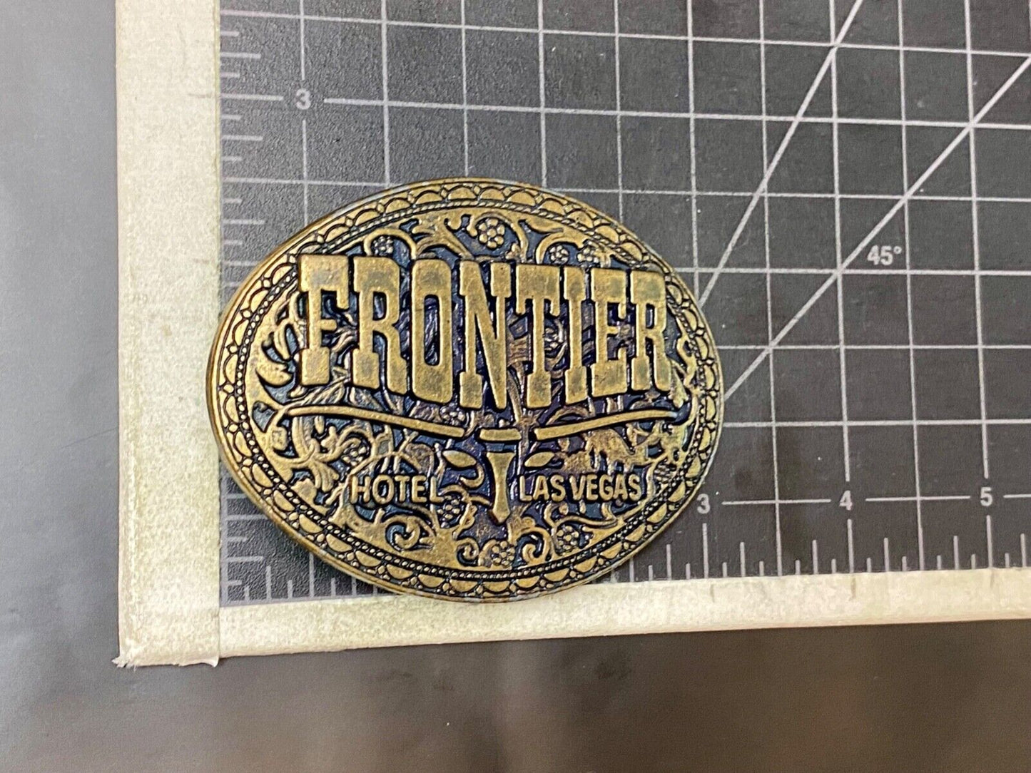 Vintage Frontier Hotel Old Las Vegas Casino Nevada Western Longhorn belt buckle