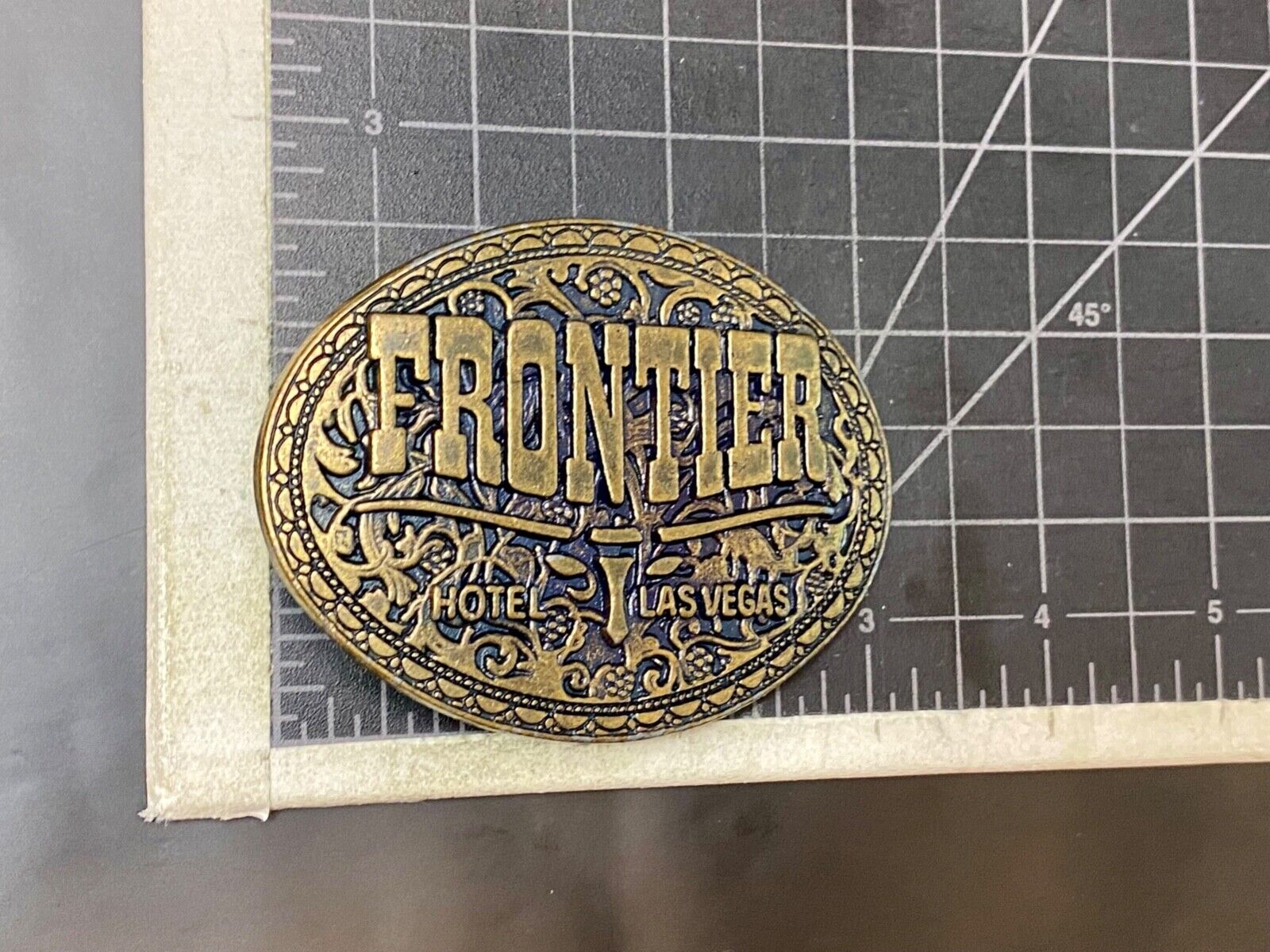 Vintage Frontier Hotel Old Las Vegas Casino Nevada Western Longhorn belt buckle