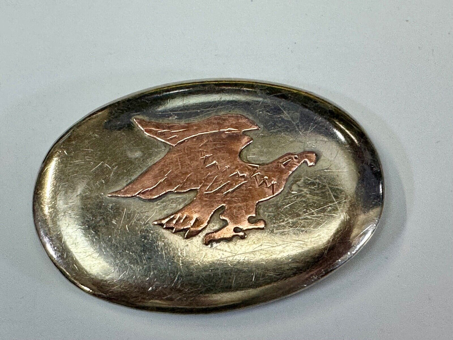 Flying Diving Hunting Patriotic EAGLE on Western two tone oval belt buckle