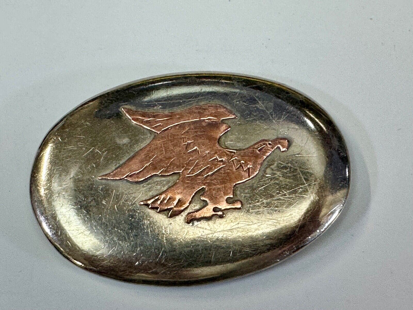 Flying Diving Hunting Patriotic EAGLE on Western two tone oval belt buckle