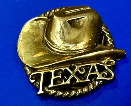 Texas State Cowboy Hat w/ Rodeo Cowboy Rope Vintage Western Cutout Belt Buckle