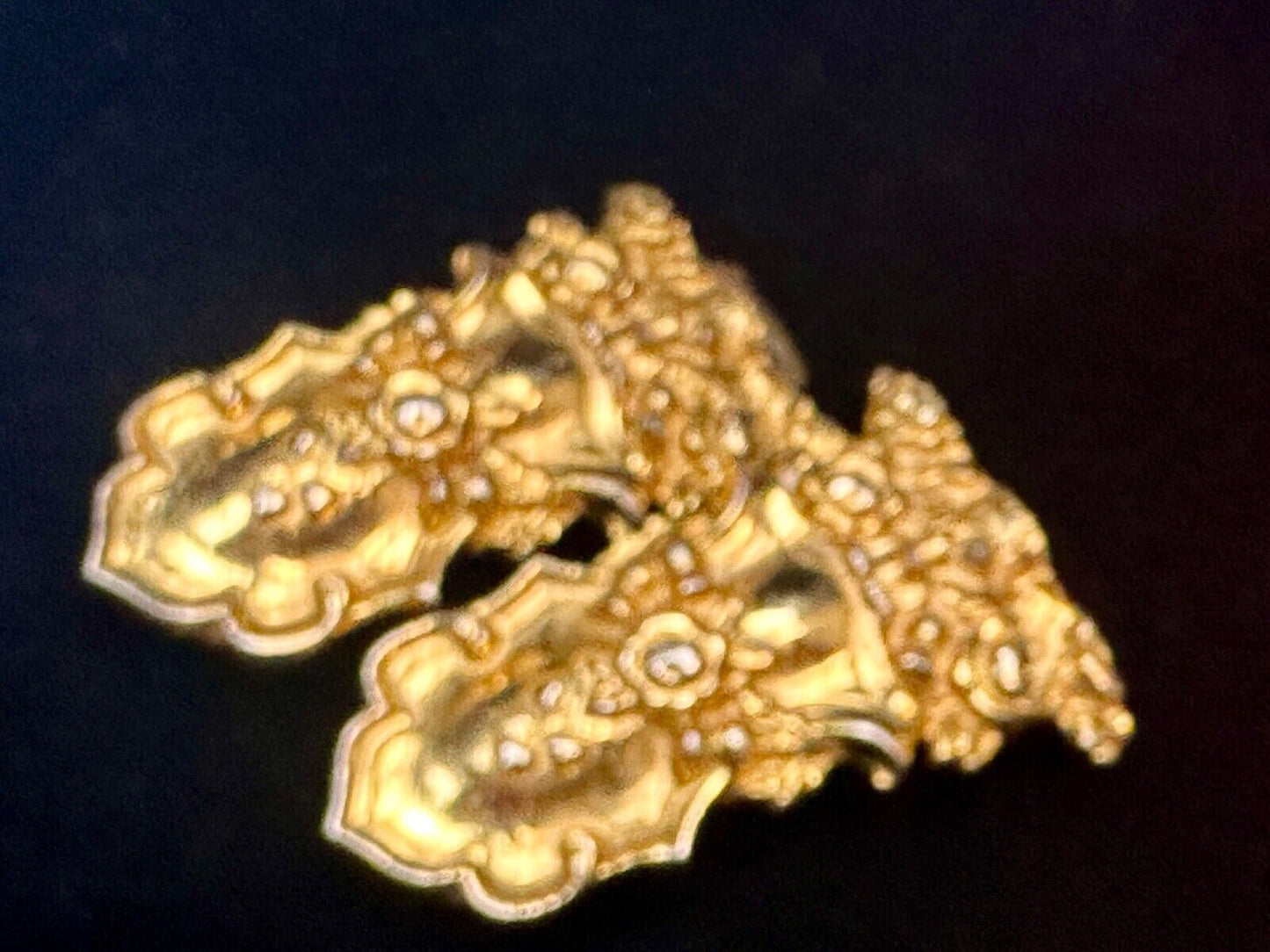 almost 7" wide Accessocraft NYC Two piece Interlocking gold color belt buckle