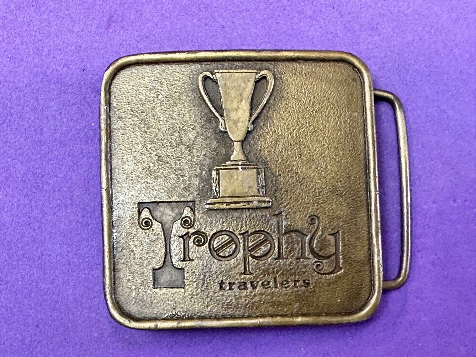 Trophy Travelers vintage Promo Company Advertising MPA 1975 belt buckle