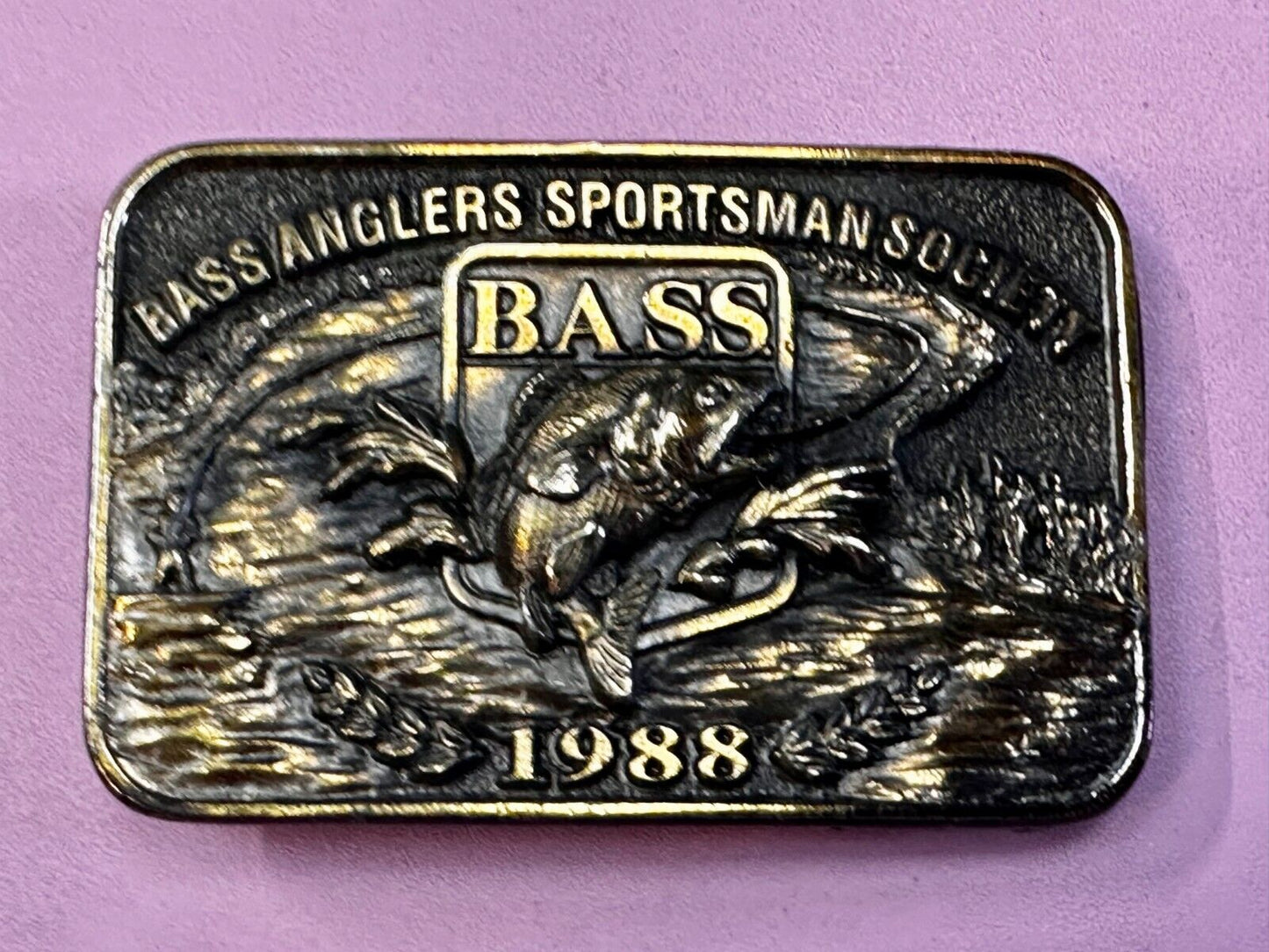 1988 Bass Anglers Sportsman Society Club Great American Belt Buckle