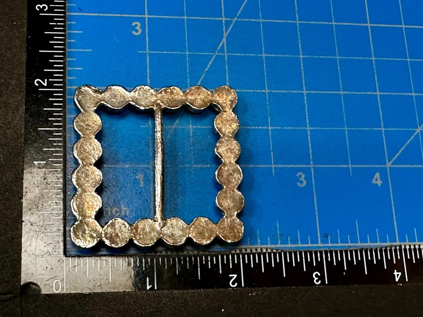 Vintage Faux Pearls Rectangular Gold Tone Plastic Belt Scarf Clip Slide Buckle
