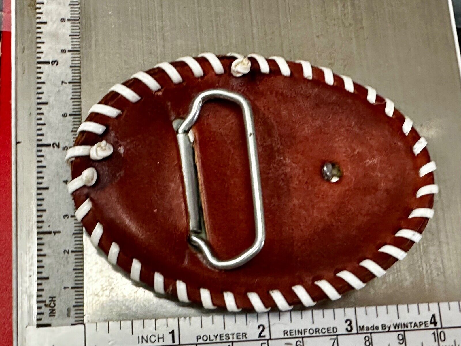 Artisan Leather Deer hand stitched large Vintage Belt Buckle
