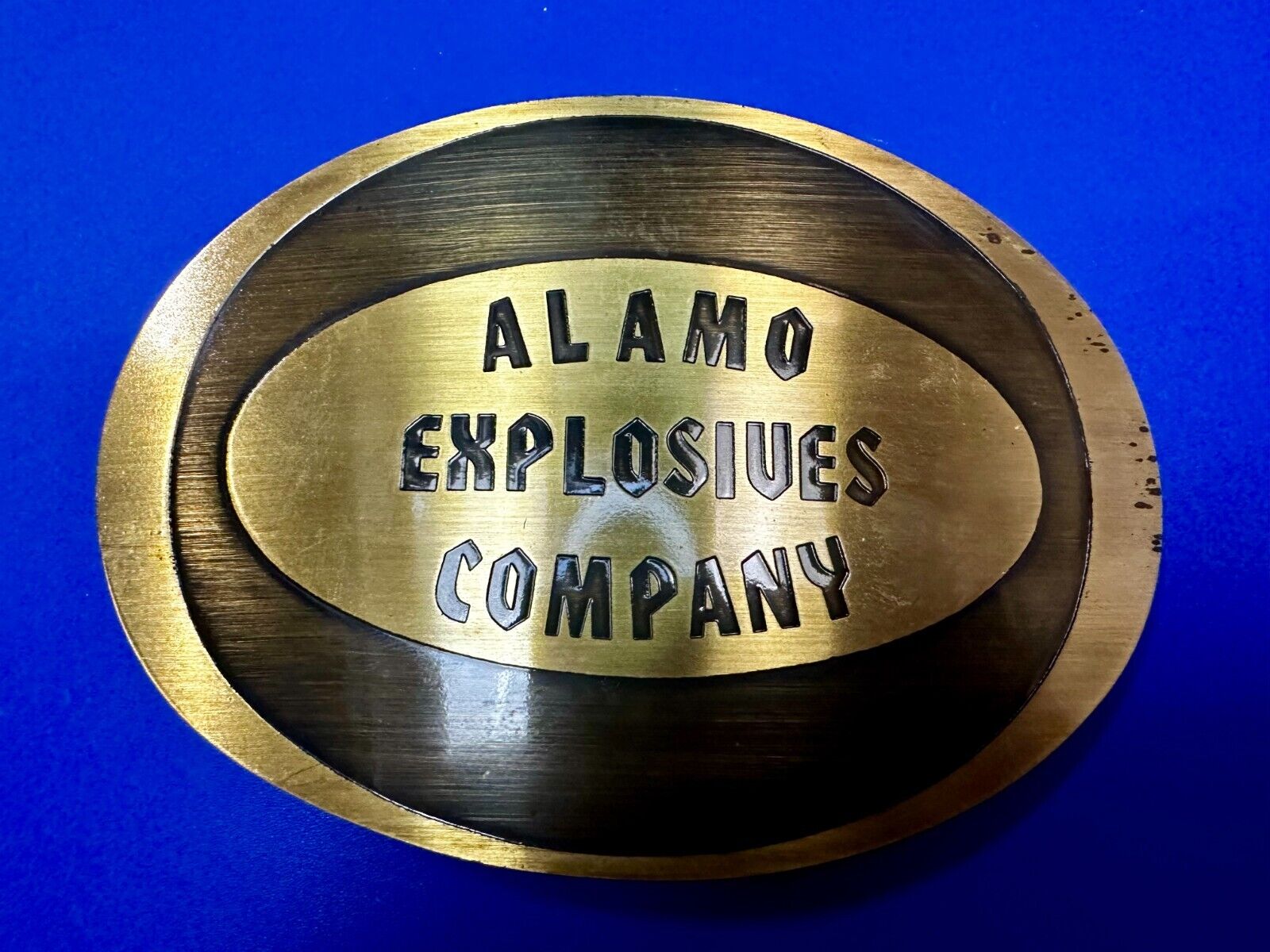 Alamo Texas Explosives Company Mine Company Belt Buckle - Metal Arts O.K.C