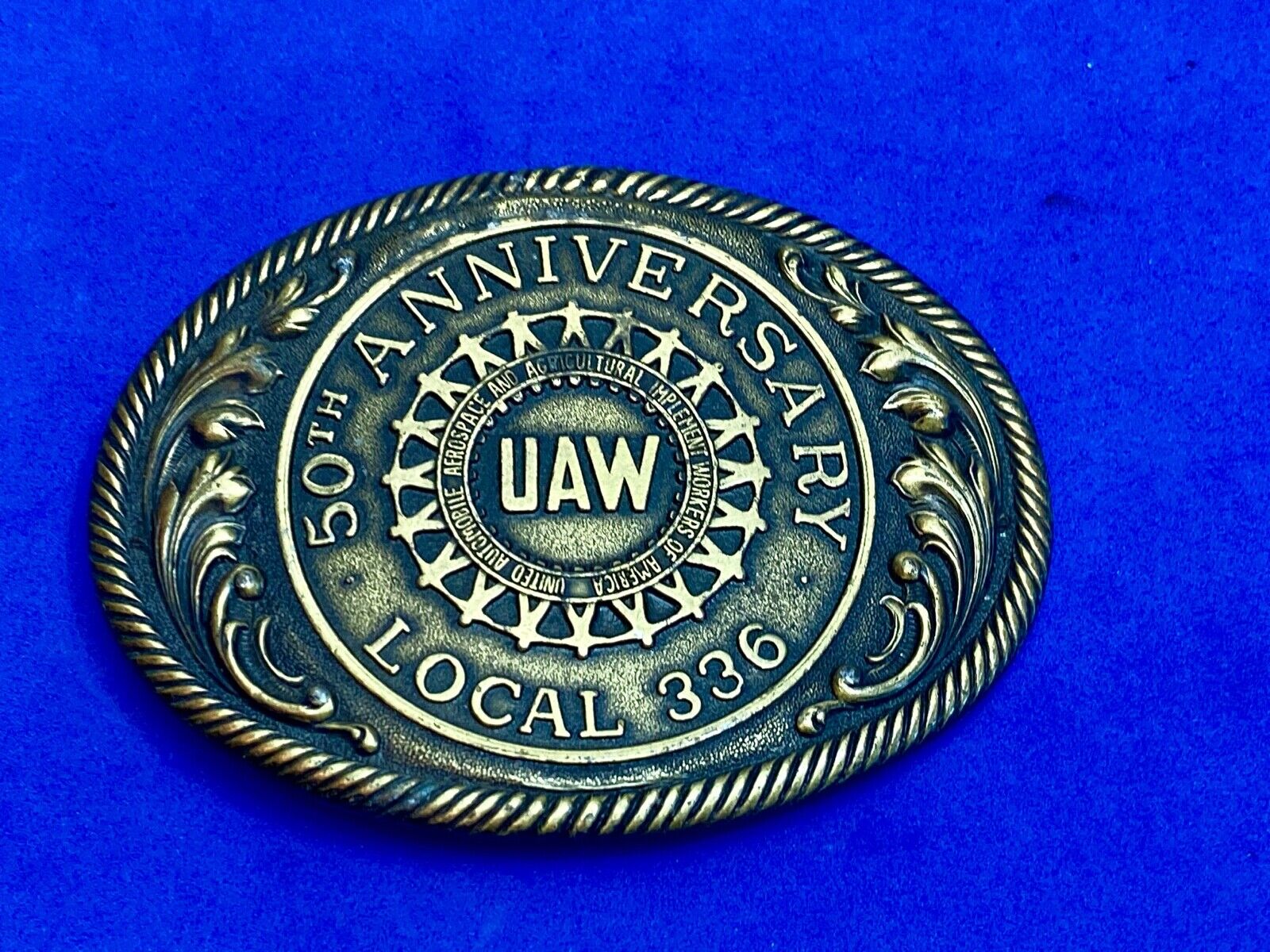 Uaw Local 336 50Th Anniversary United Auto Workers Union Ibelt Buckle 