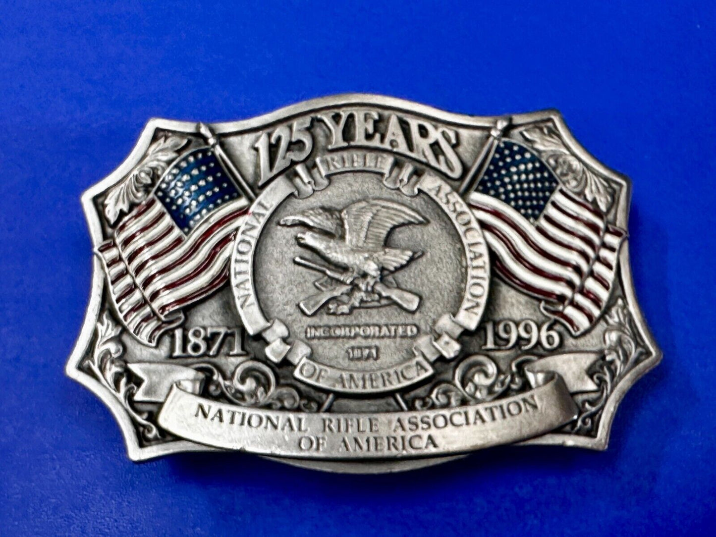 125 Year Celebration Gun Rights NRA National Rifle Association Vtg. Belt Buckle