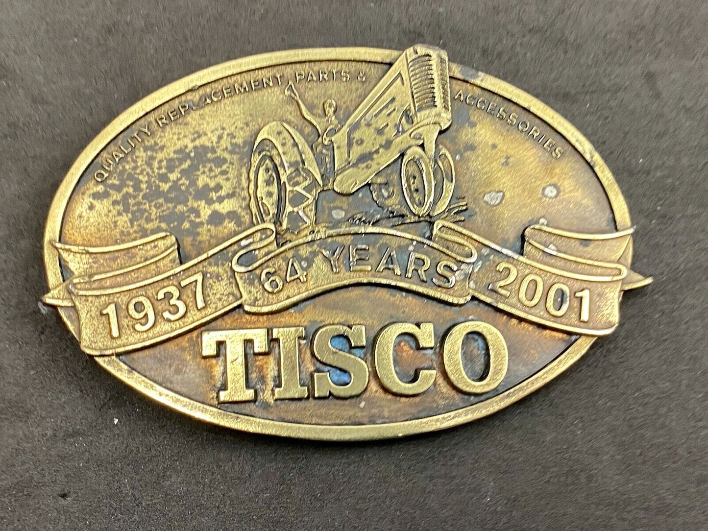 64 years - Tisco Tractor Implement Supply Spec Cast Farming Belt Buckle