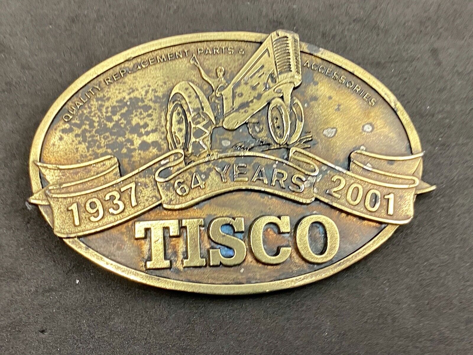 64 years - Tisco Tractor Implement Supply Spec Cast Farming Belt Buckle