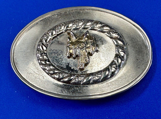 unique horse saddle Vintage oval multi ring belt buckle