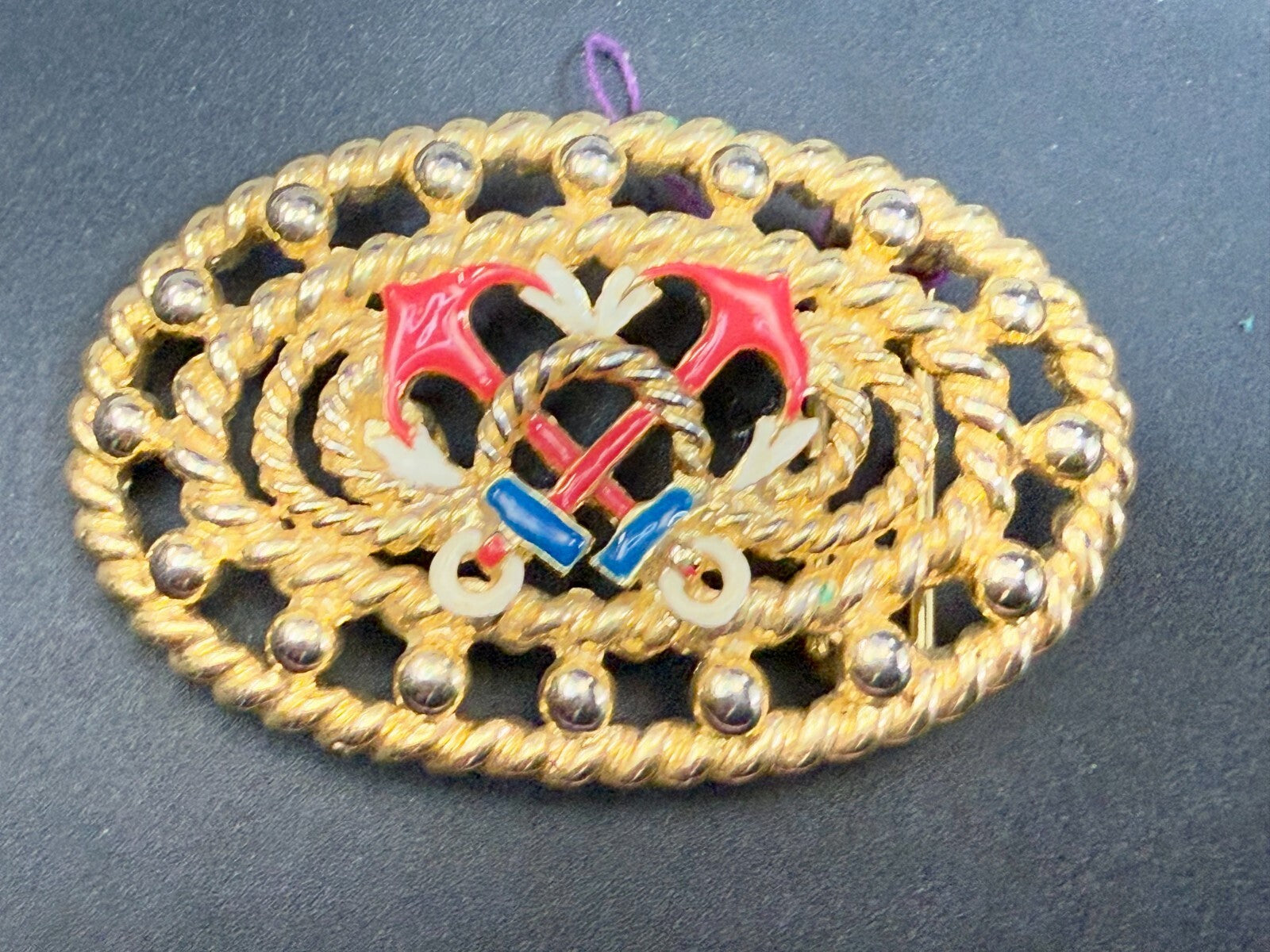 Anchor Rope Nautical Theme See-Trough Gold Tone 1987 Mimi Di N  Belt Buckle