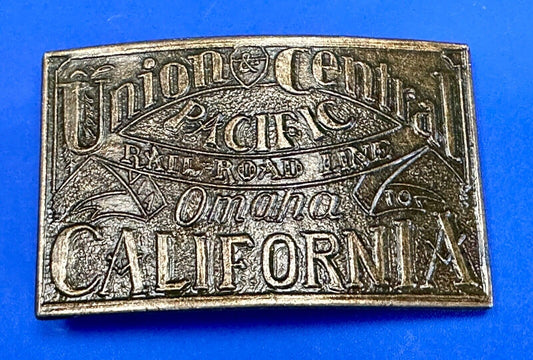 Union Central Pacific Omaha to California Rail Road Trail route belt buckle