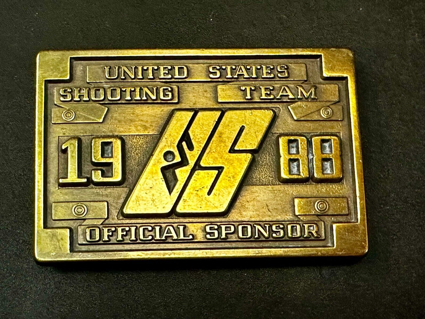 United States Shooting Team 1988 Official Sponsor Seoul Korea Belt Buckle