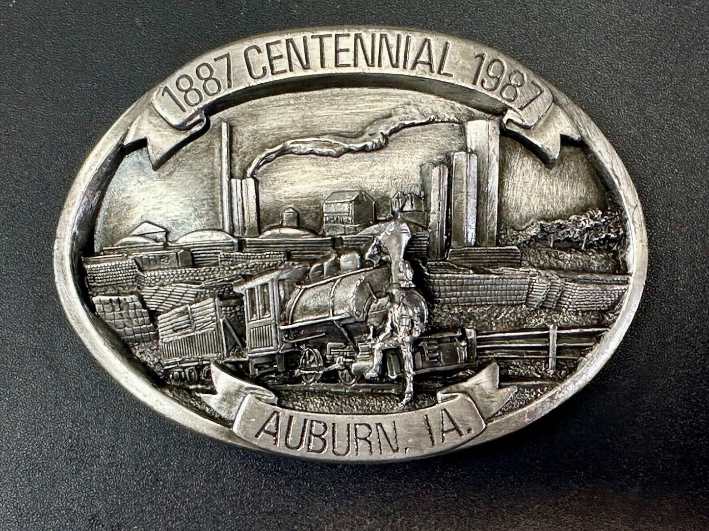 AUBURN IOWA 1887 CENTENNIAL CELEBRATION VINTAGE BELT BUCKLE