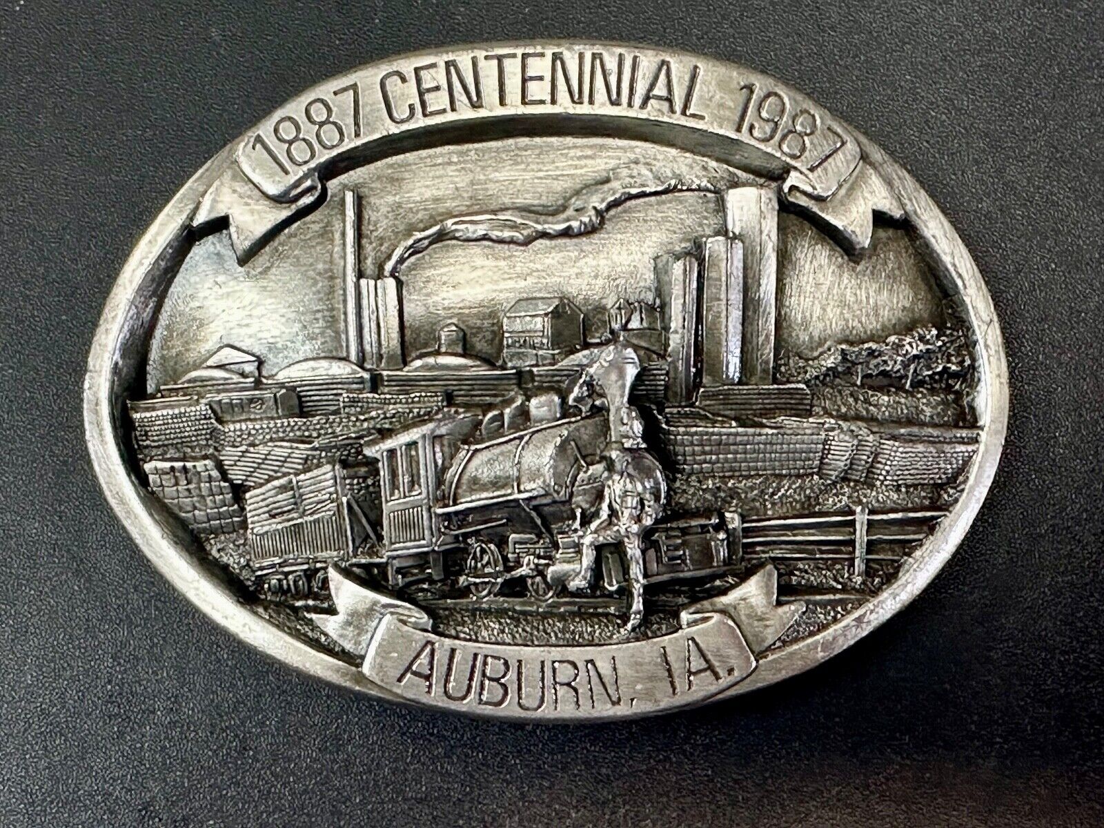 AUBURN IOWA 1887 CENTENNIAL CELEBRATION VINTAGE BELT BUCKLE