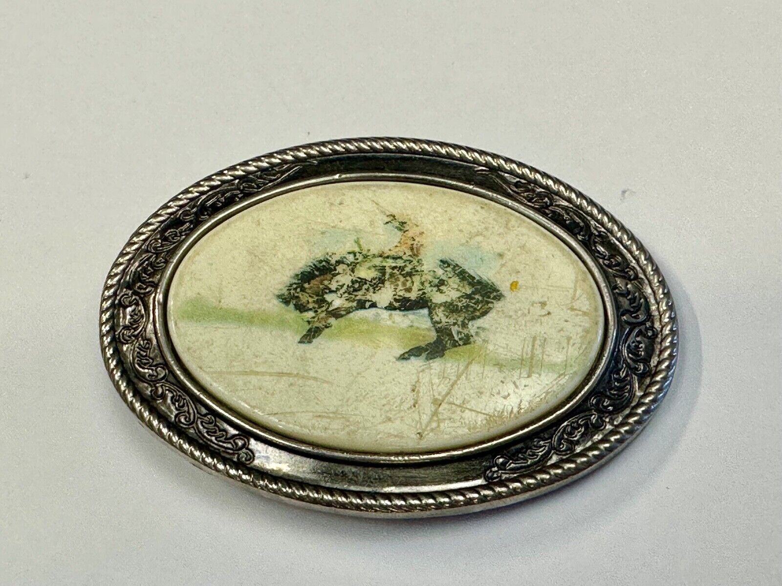 Used Faded End of the Trail picture Belt Buckle to restore of re-purpose