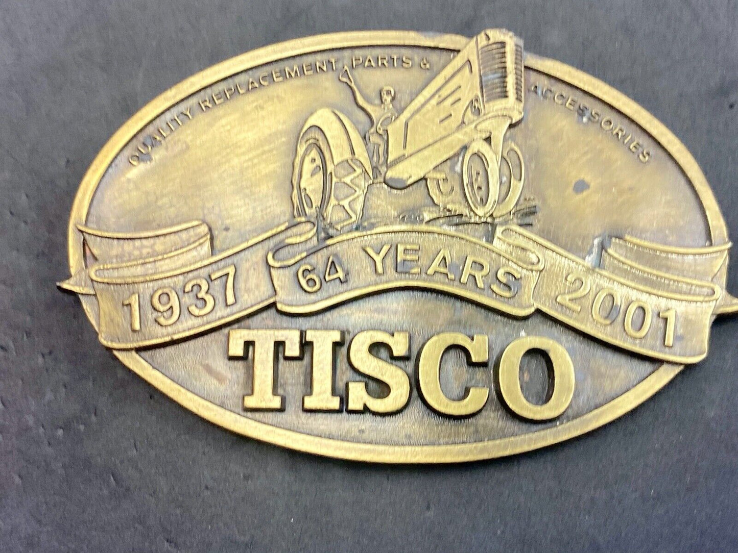 64 years - Tisco Tractor Implement Supply Spec Cast Farming Belt Buckle 