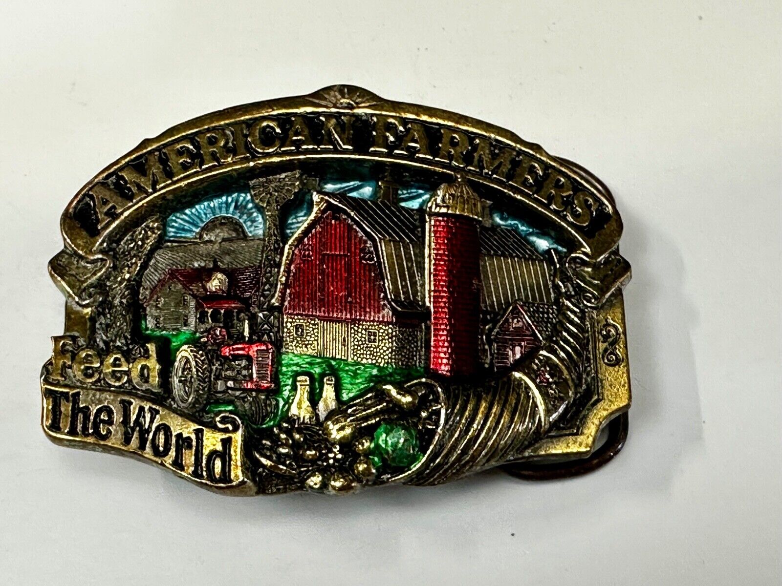American farmers feed the world Vintage 1984 The Great American Belt Buckle Co