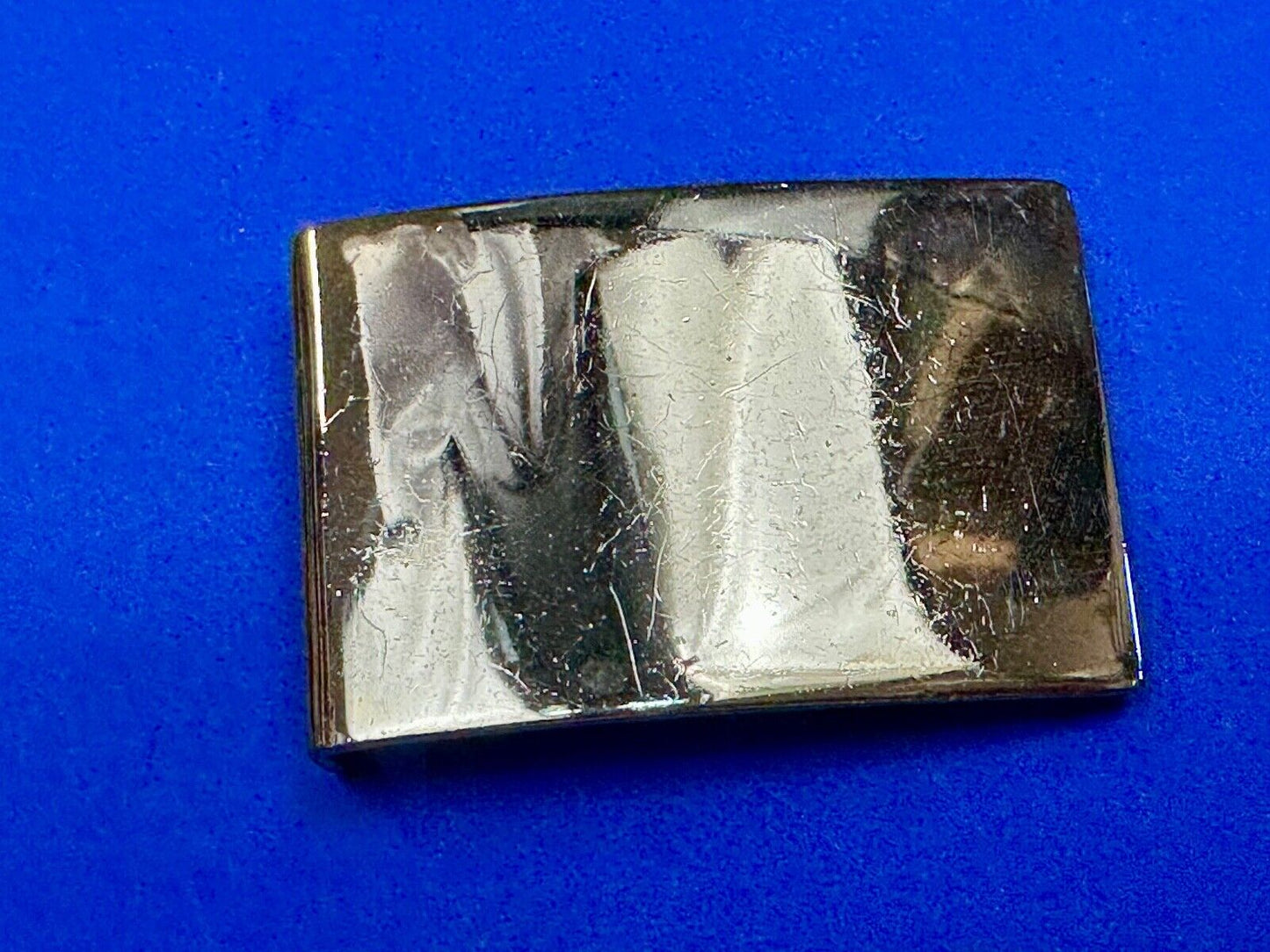 USMC Marine Corp NCO Dress Belt Plate Plain Belt Buckle 6-76 -some discoloration