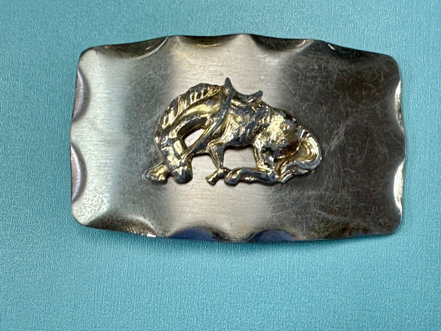 vintage Horse Saddle Bronc Bronco two tone western belt buckle