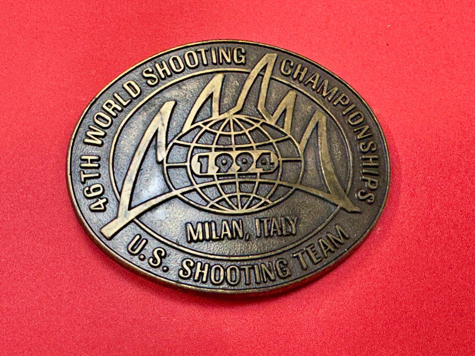 46th Wold Shooting Championships  Milan Italy USA shooting team belt buckle