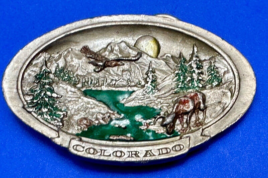 Vintage 1987 Then Great State of Colorado Commemorative belt buckle by C+J