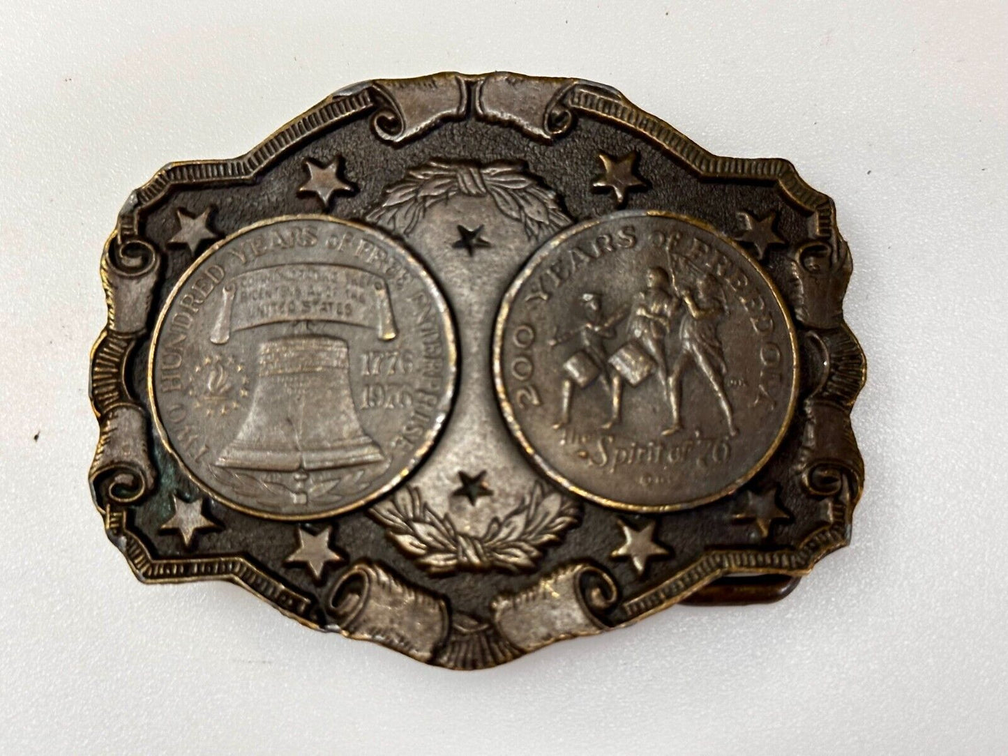 200 YEARS OF FREEDOM USA BICENTENNIAL 76 Coin Collectors Patriotic Belt Buckle