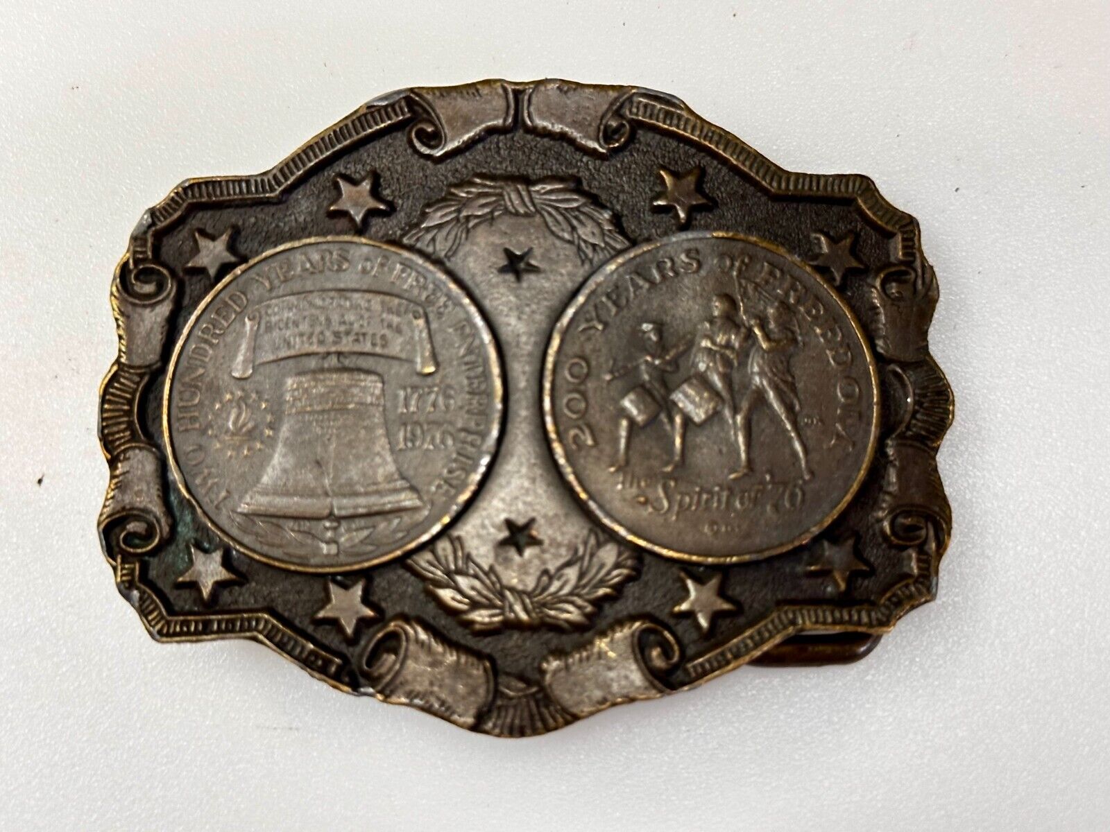 200 YEARS OF FREEDOM USA BICENTENNIAL 76 Coin Collectors Patriotic Belt Buckle
